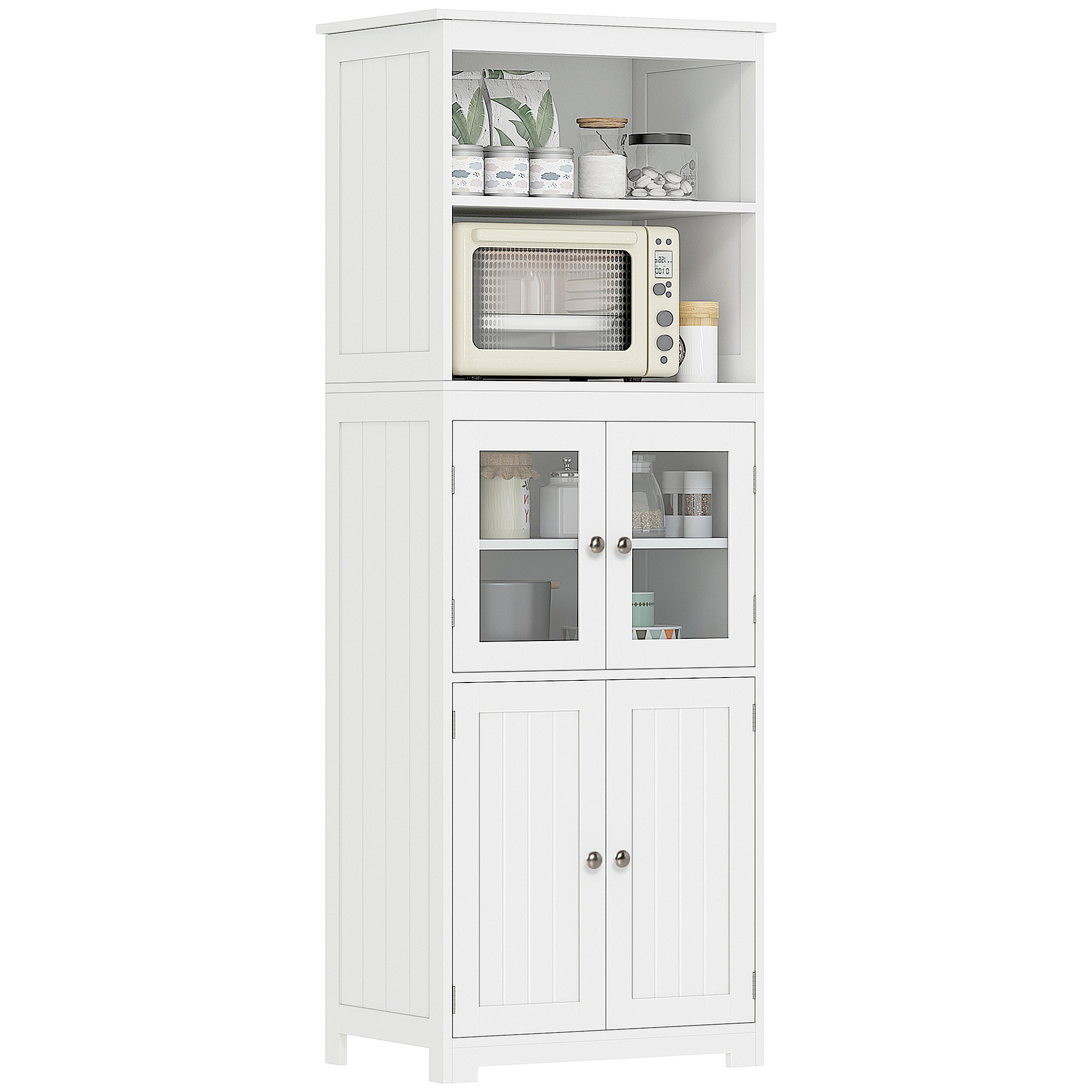 HOMCOM 4 Door Adjustable Freestanding Cupboard - White