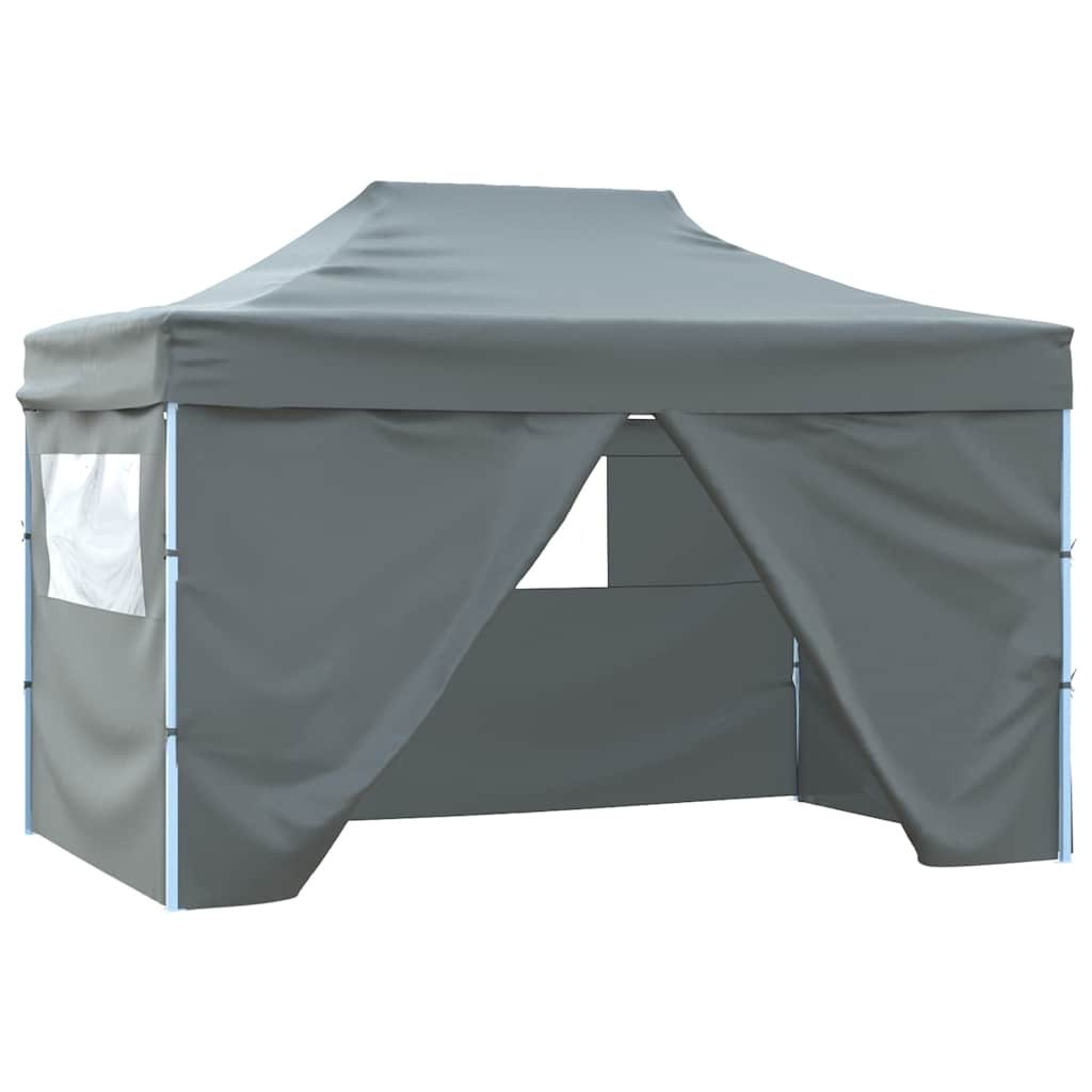 Walplus 3 x 4.5 m Foldable Pop-Up Tent with 4 Side Walls - Anthracite