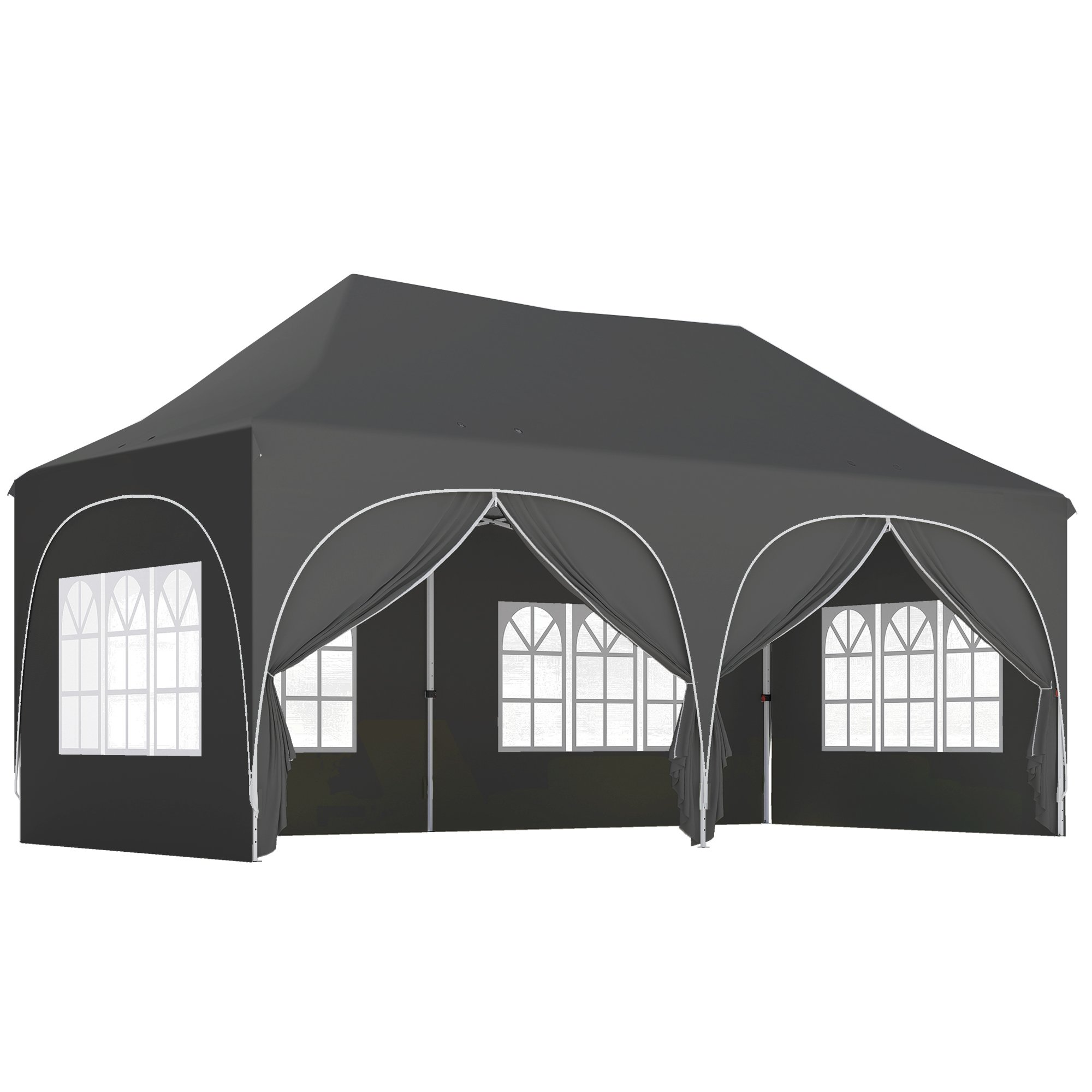 Outsunny Adjustable Pop Up Sided 210D Oxford Gazebo – Dark Grey