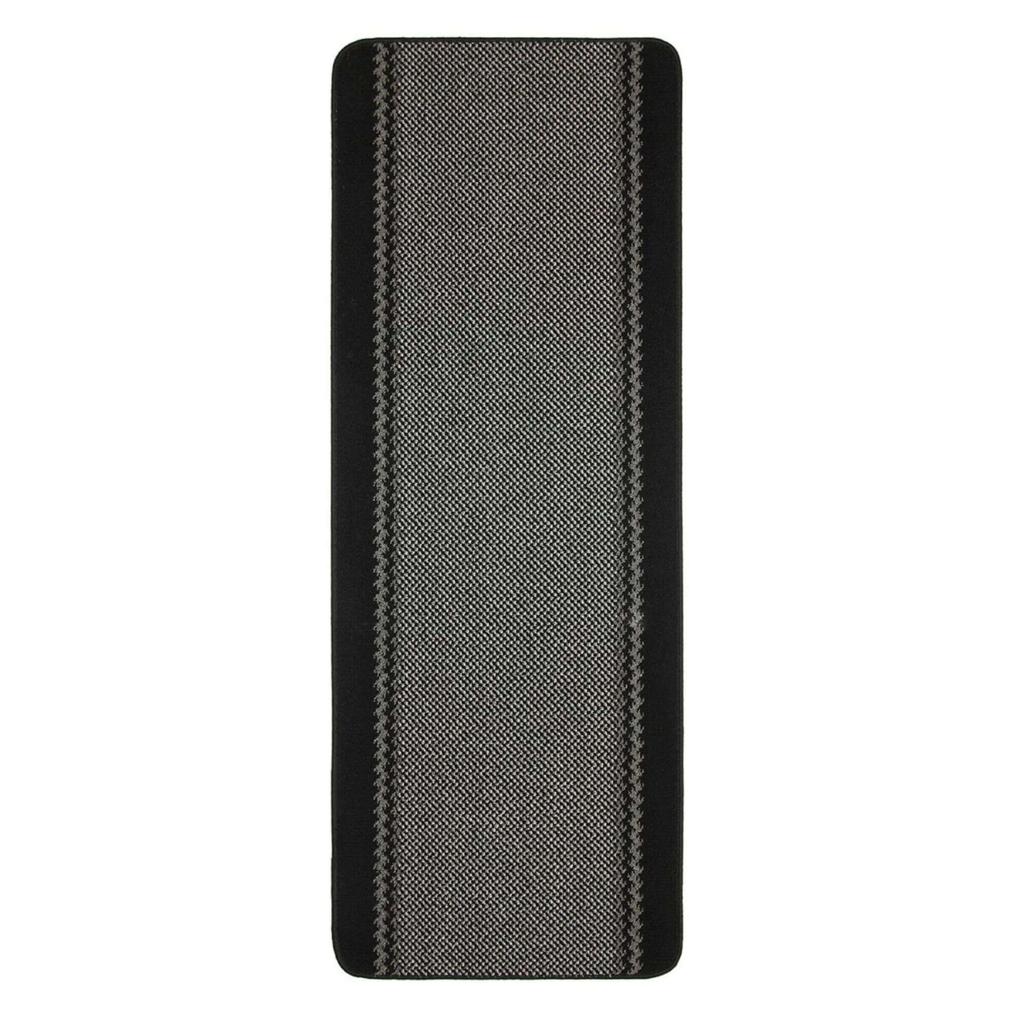 The Rugs Black Lined Bordered Runner Rug - 67 x 180cm