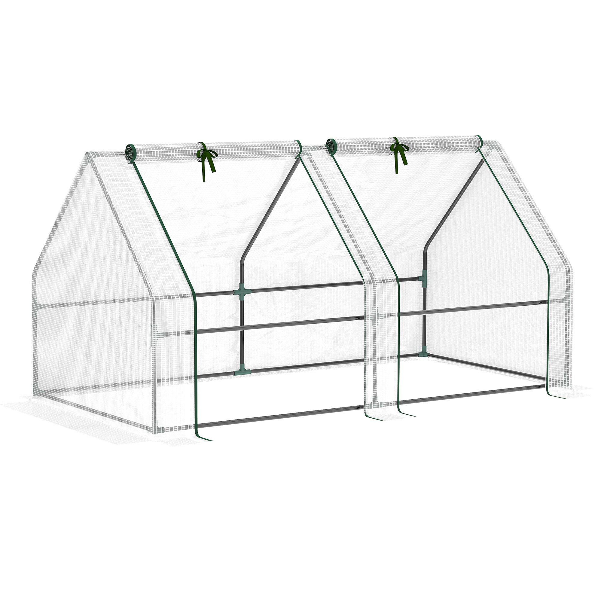 Outsunny Steel Frame PE Cover Greenhouse – White