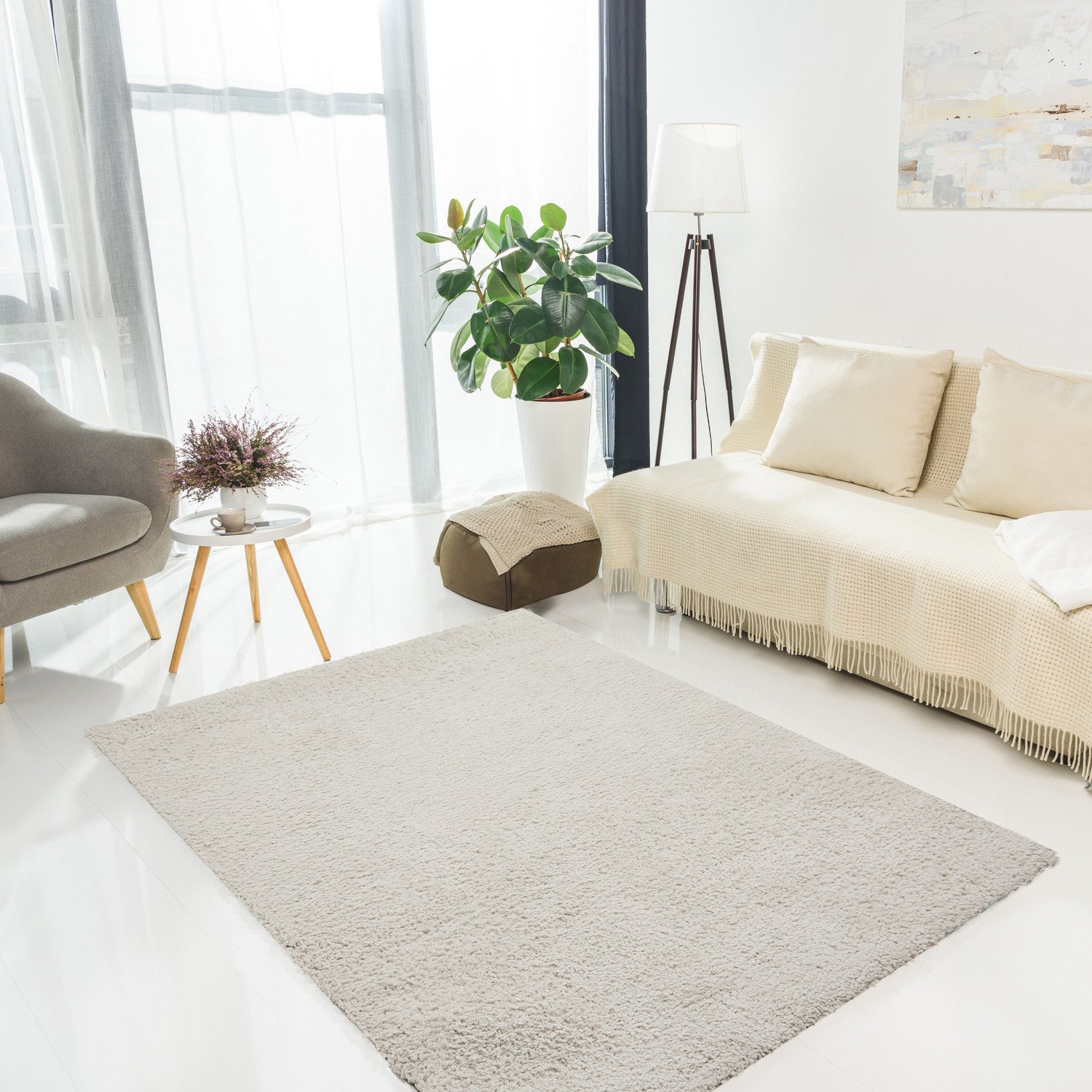 DS Living Cloud Luxe Plain Shaggy Rug - Silver - 160x120cm