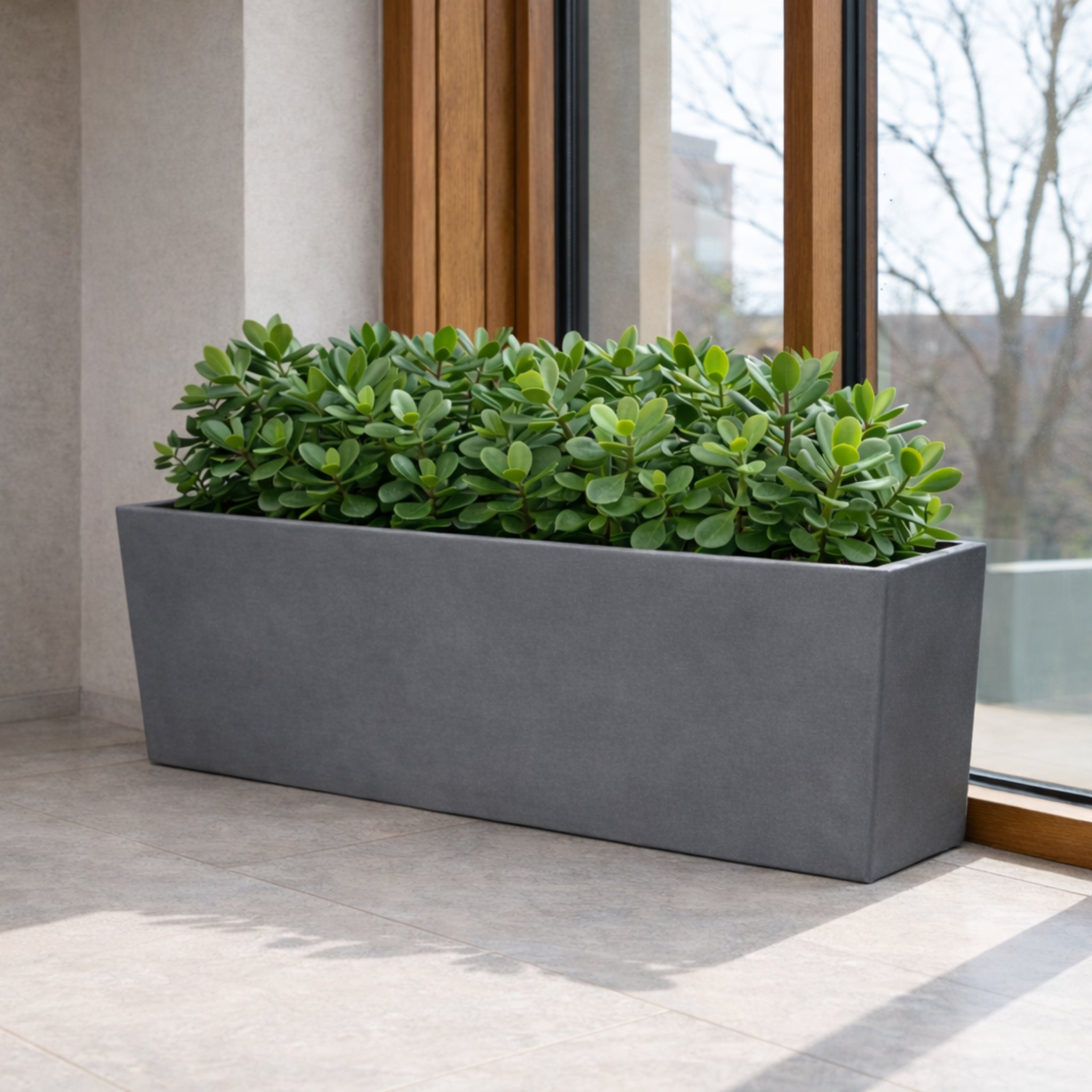 Fargro Home and Garden 55L Polystone Rectangular Trough Planter - Light Grey