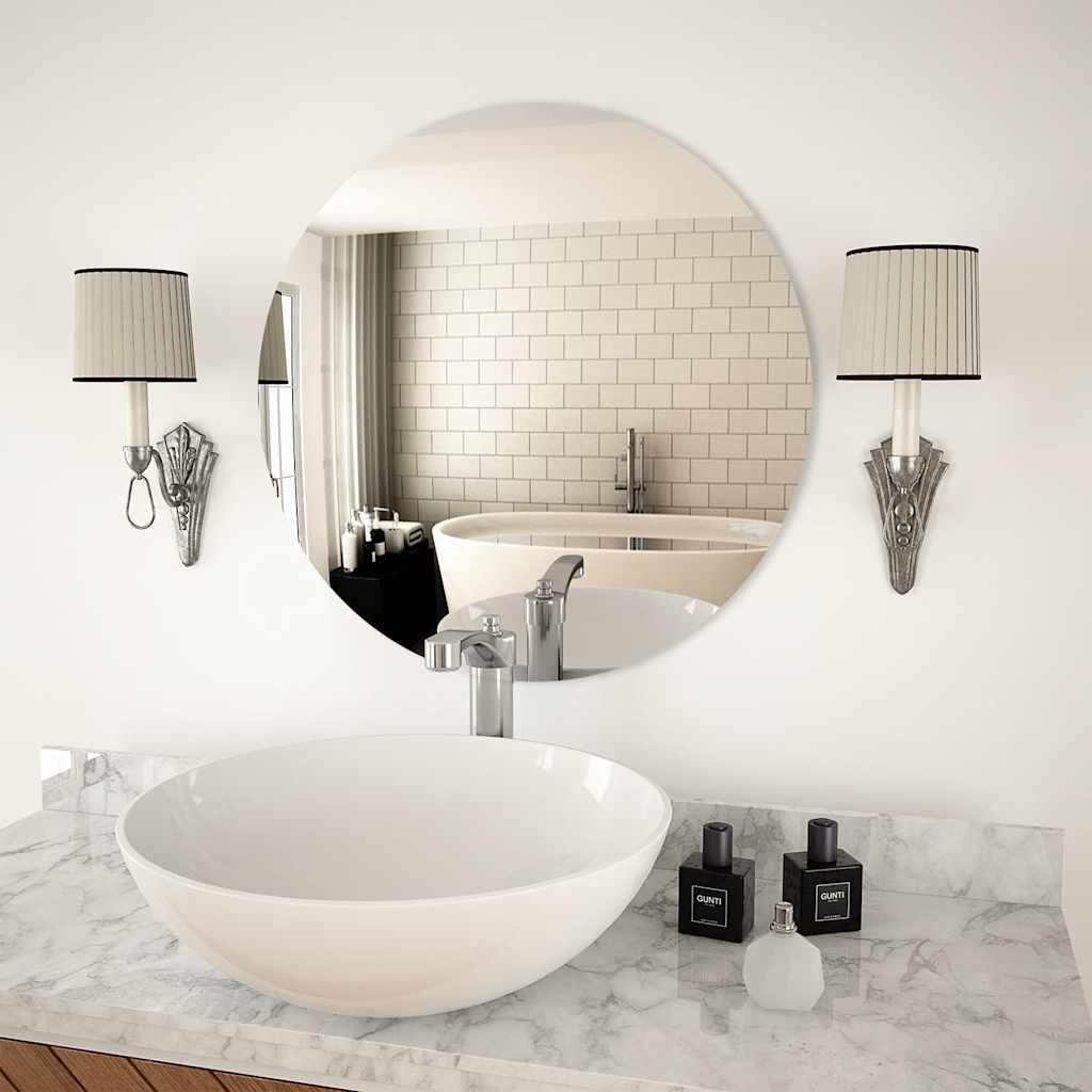 Walplus Round Glass Wall Mirror - Silver - 60 cm