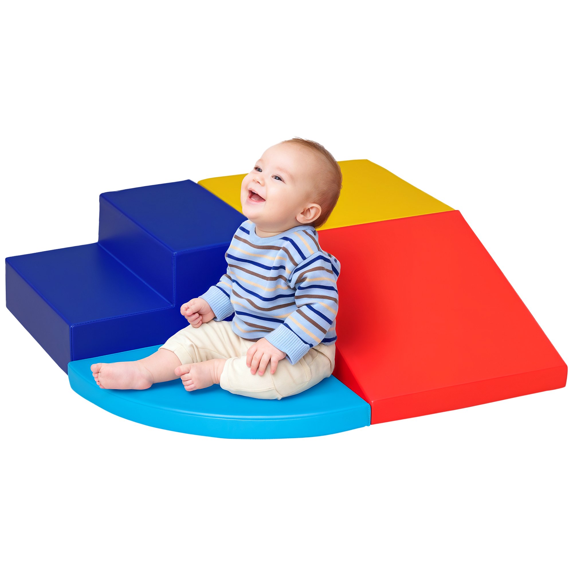 HOMCOM 4 Piece Foam Stairs Ramp Climb Crawl Kids Soft Play Set - Multicolored