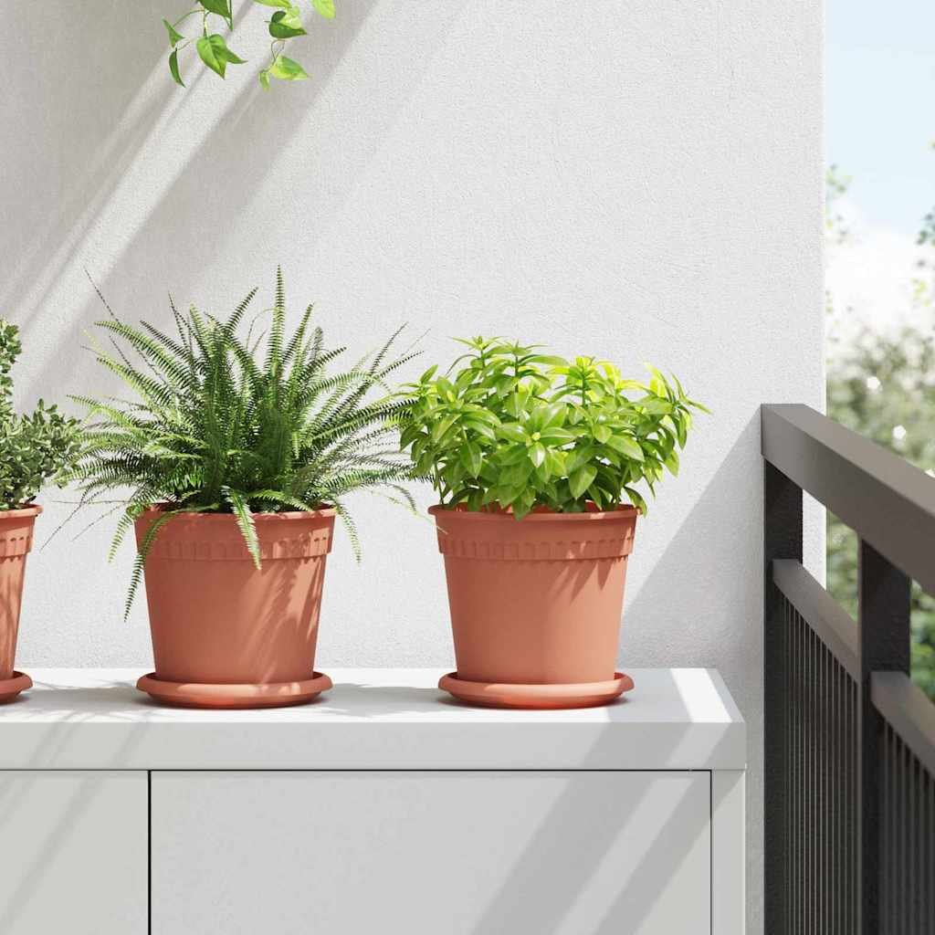 Walplus Pack of 24 Plastic Round Planter Tray - Brick Red V2 - 14 x 14 x 2 cm