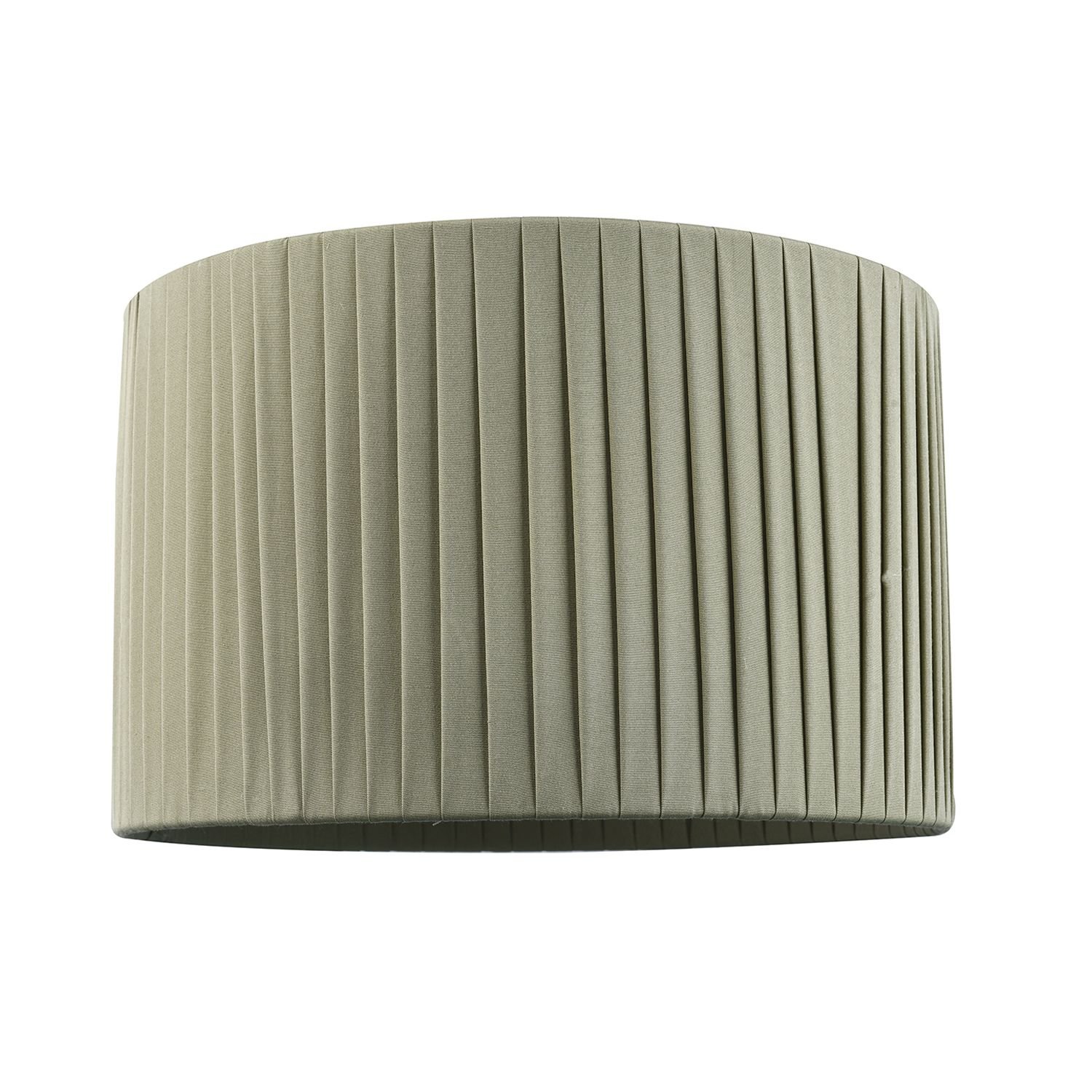 Happy Homewares Sage Green Double Pleated Olive Cotton Fabric Lampshade - 30cm