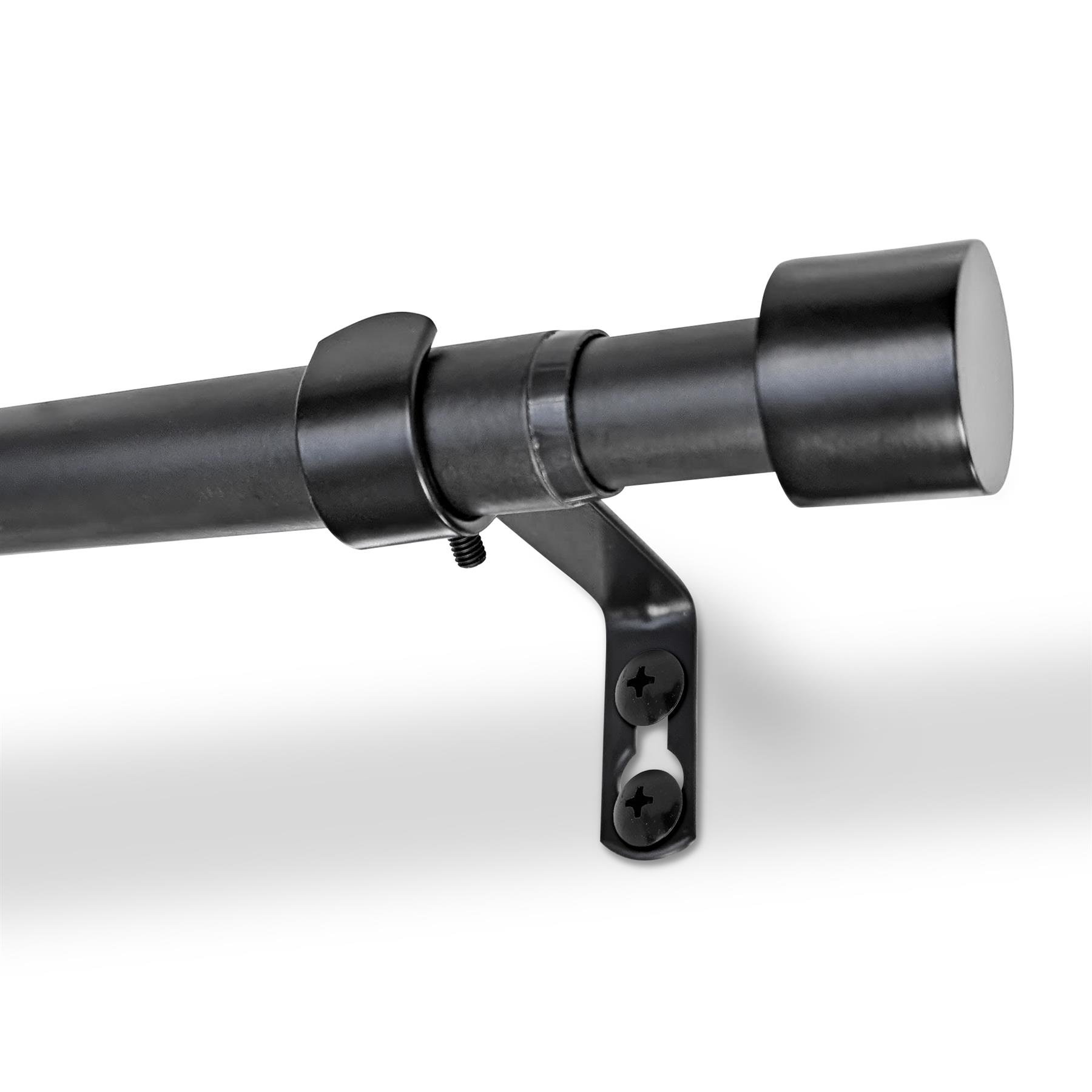 Harbour Housewares Extendable Metal Curtain Pole Kit - Matt Black - 77 to 257cm