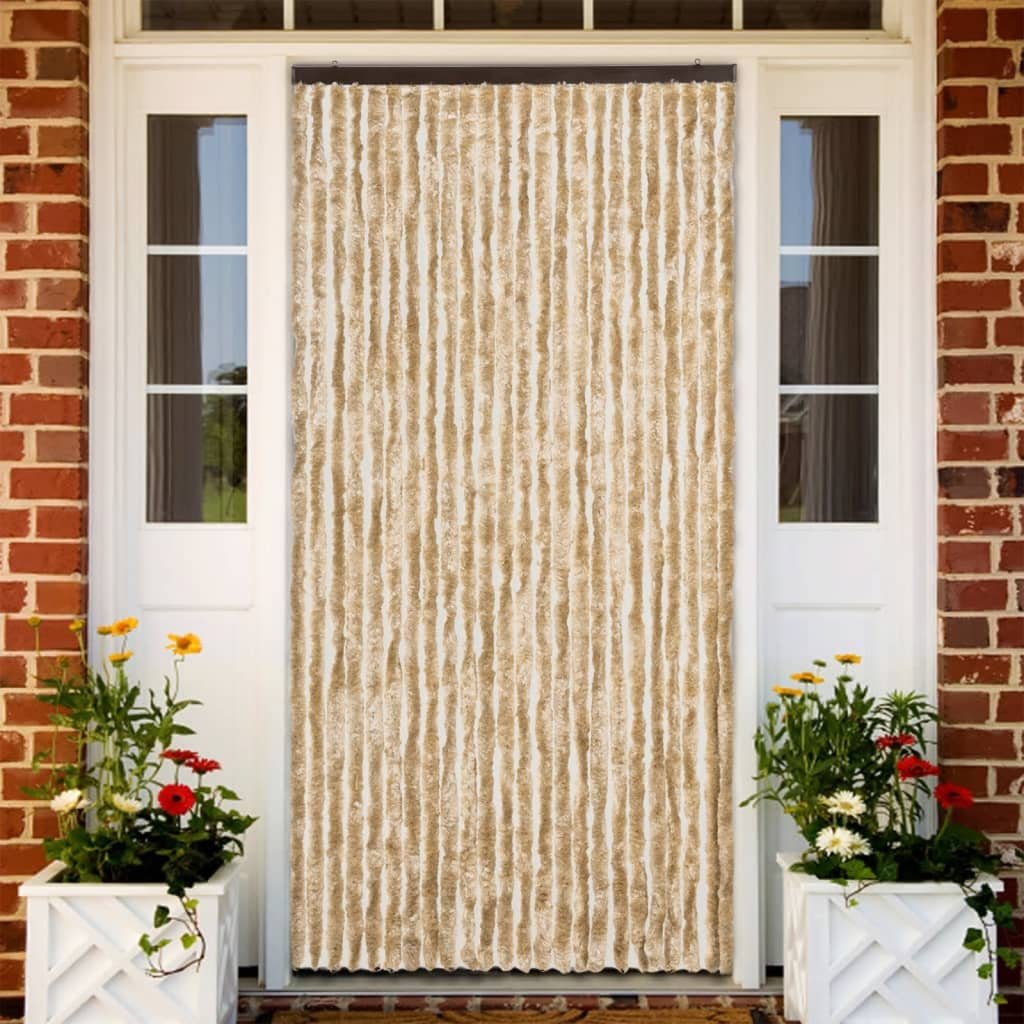 Walplus Chenille Insect Door Curtain - Beige - 100 x 220 cm