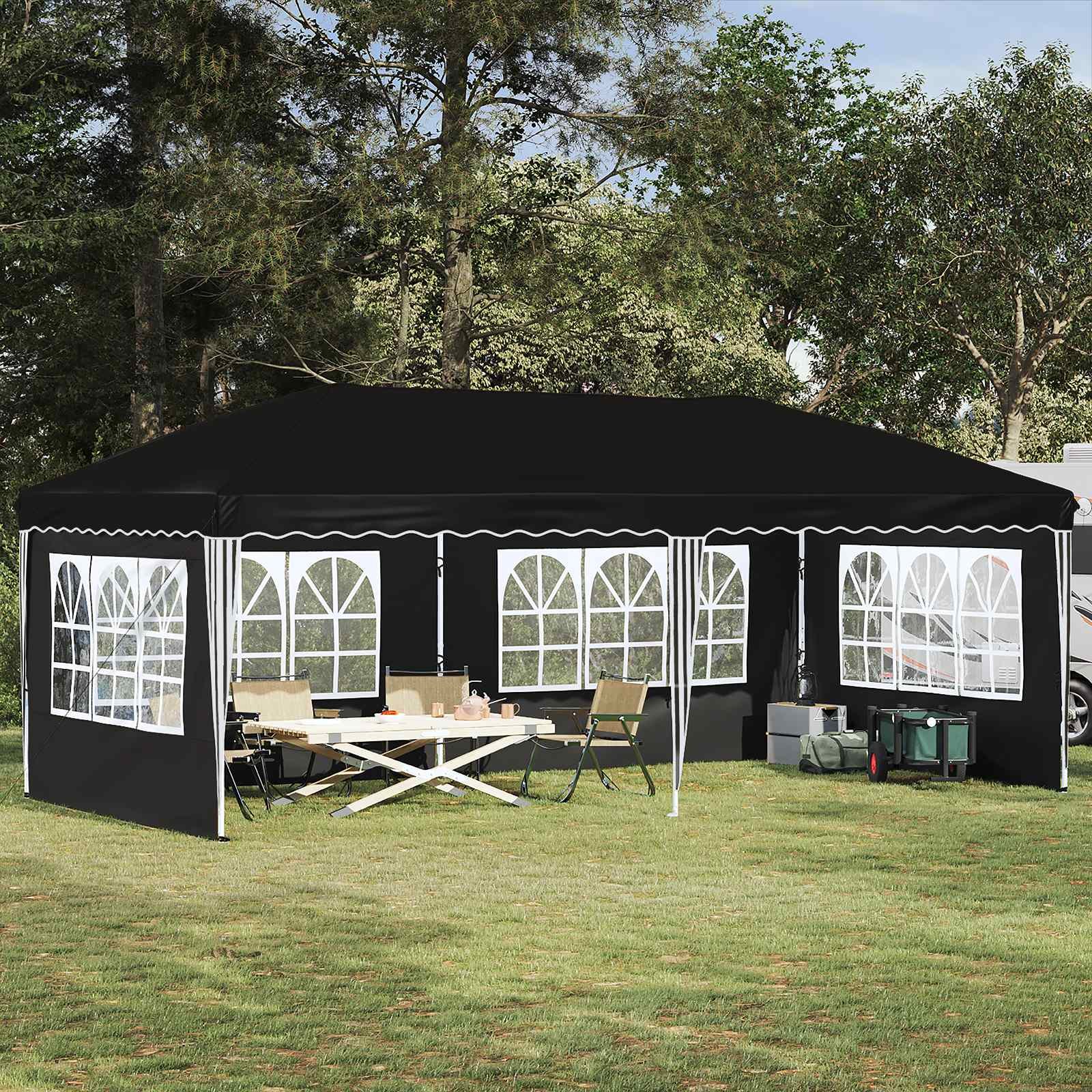 Walplus 575 x 289 x 245 cm Garden Pop-up Party Tent - Black