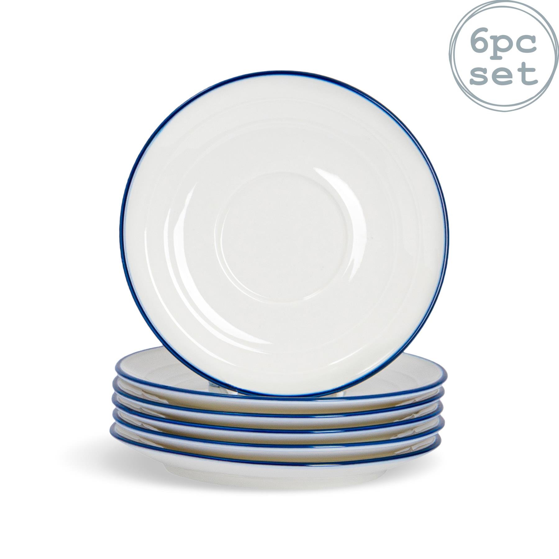 Nicola Spring White Farmhouse Espresso Saucers - Pack of 6