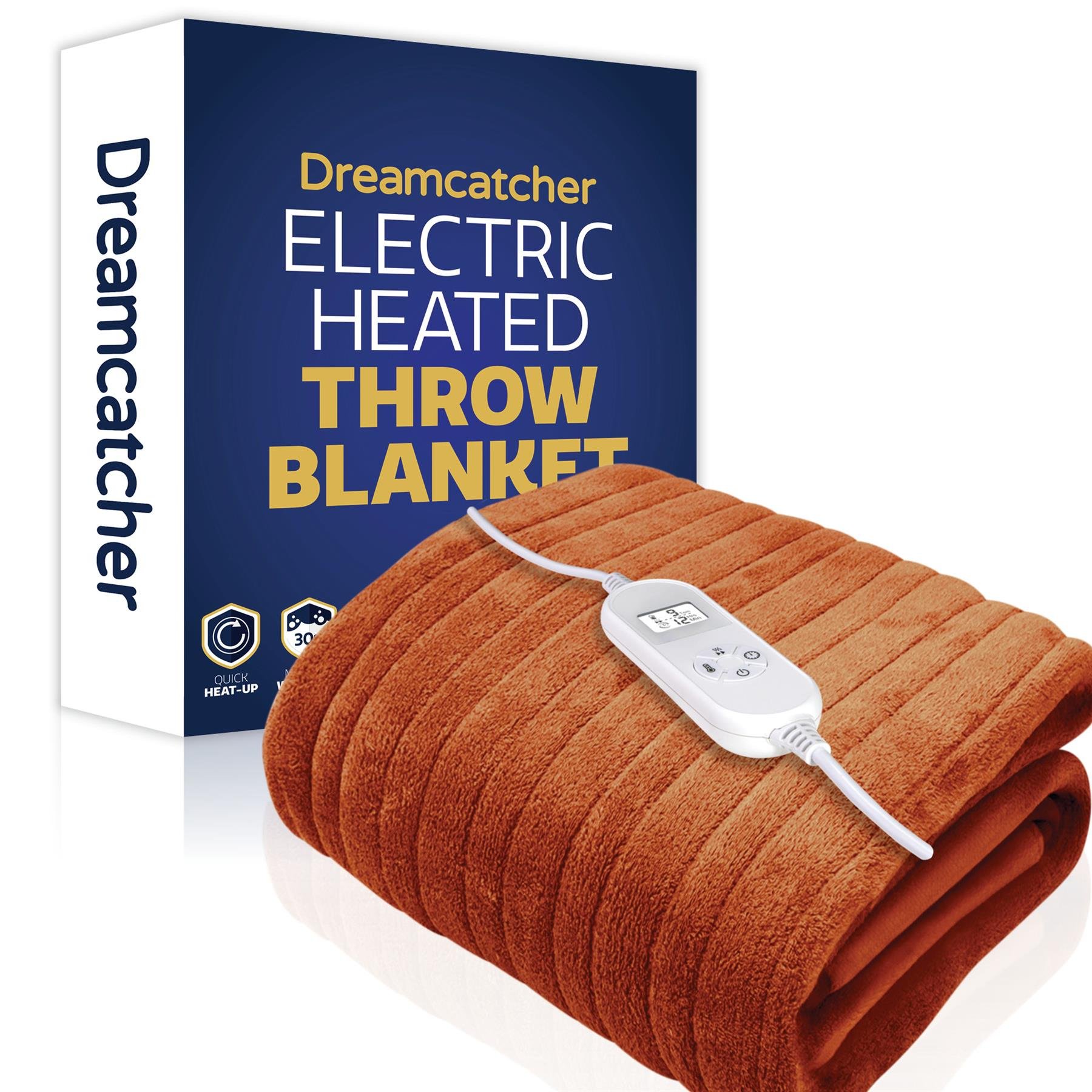 Dreamcatcher Fleece Electric Heated Throw Blanket 160x120cm- Terracotta