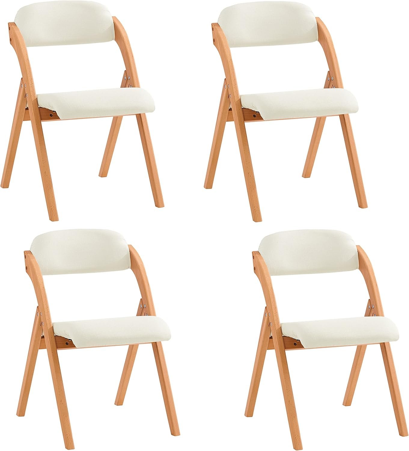 SoBuy Set Of 4 Folding Chair With Ergonomic Backrest Padded Seat - White