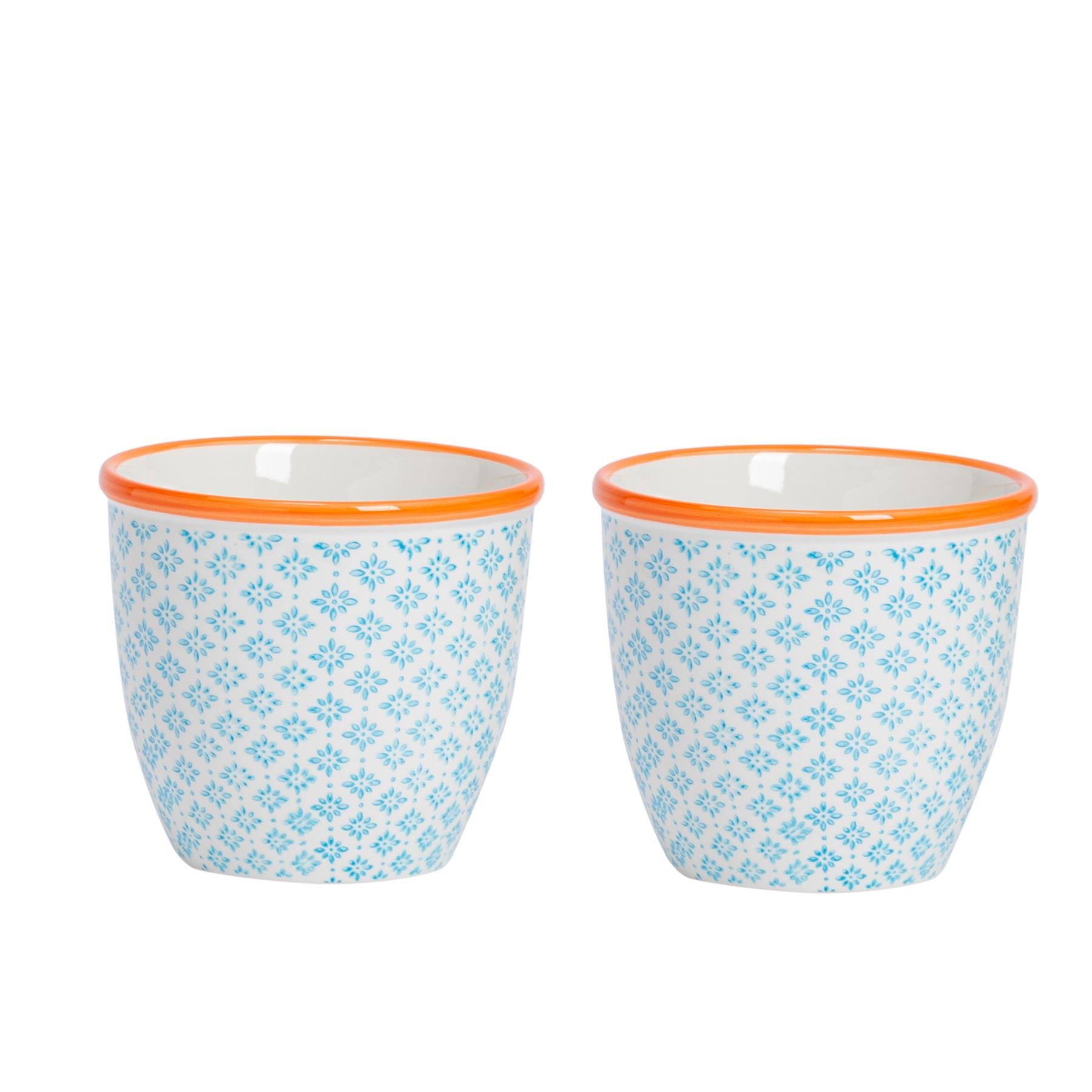 Nicola Spring Hand-Printed Plant Pots - Blue - Pack of 2