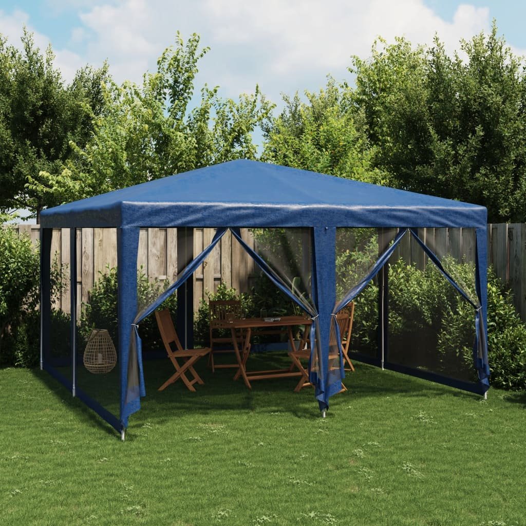 Walplus 4 x 4 m HDPE Party Tent with 8 Mesh Sidewalls - Blue