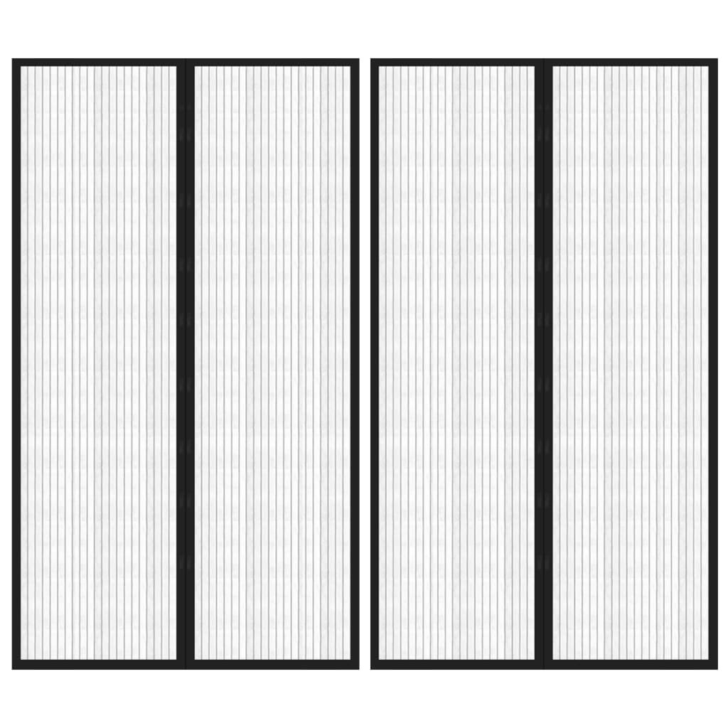 Walplus Pack of 2 Polyester Insect Door Screen - Black - 200 x 80 cm