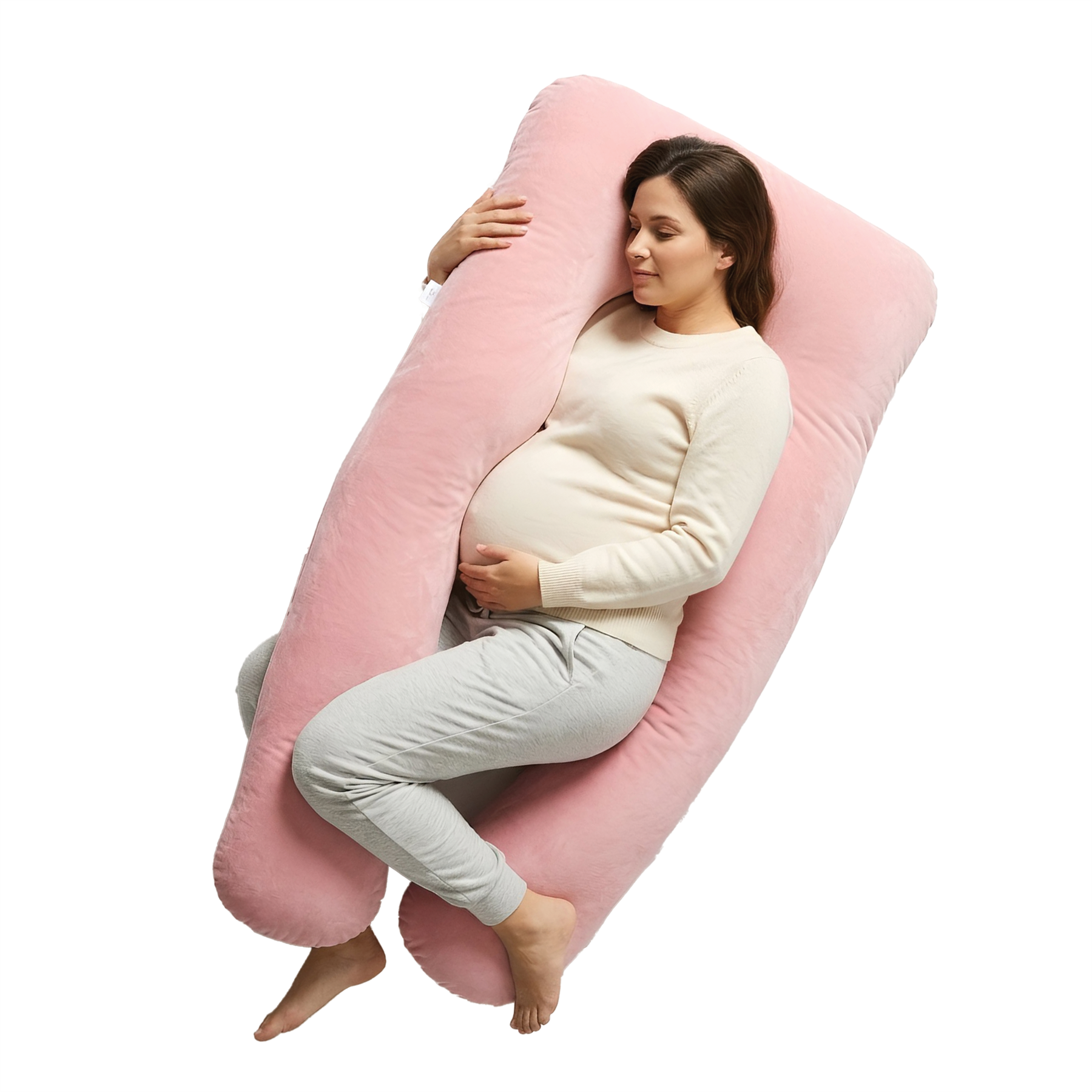 Nicola Spring Pregnancy Pillow with Storage Bag - Pink