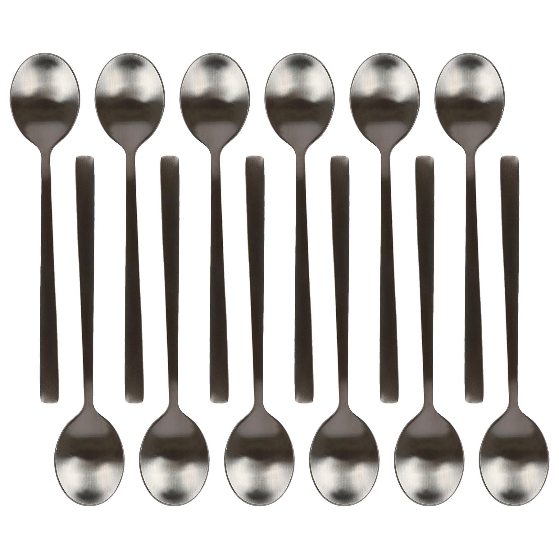 Argon Tableware Stainless Steel Teaspoons - Black - Pack of 12