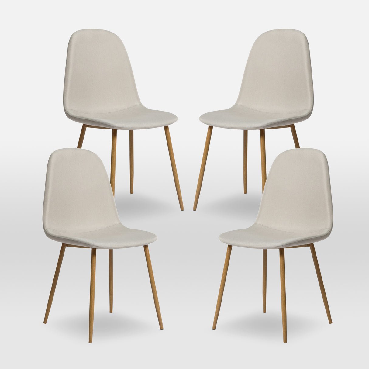 HomeGardenDirect Asteria Linen Fabric Set of 4 With Wood Legs  - Beige