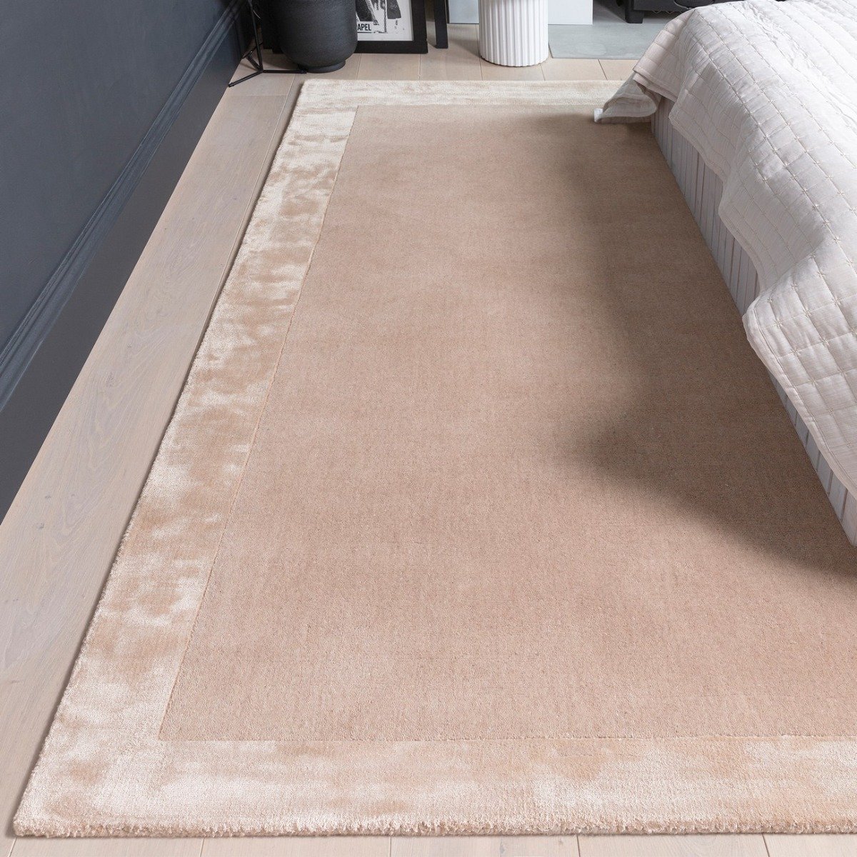 Mega Flooring Beige Handmade Bordered Rug - 80 x 150cm