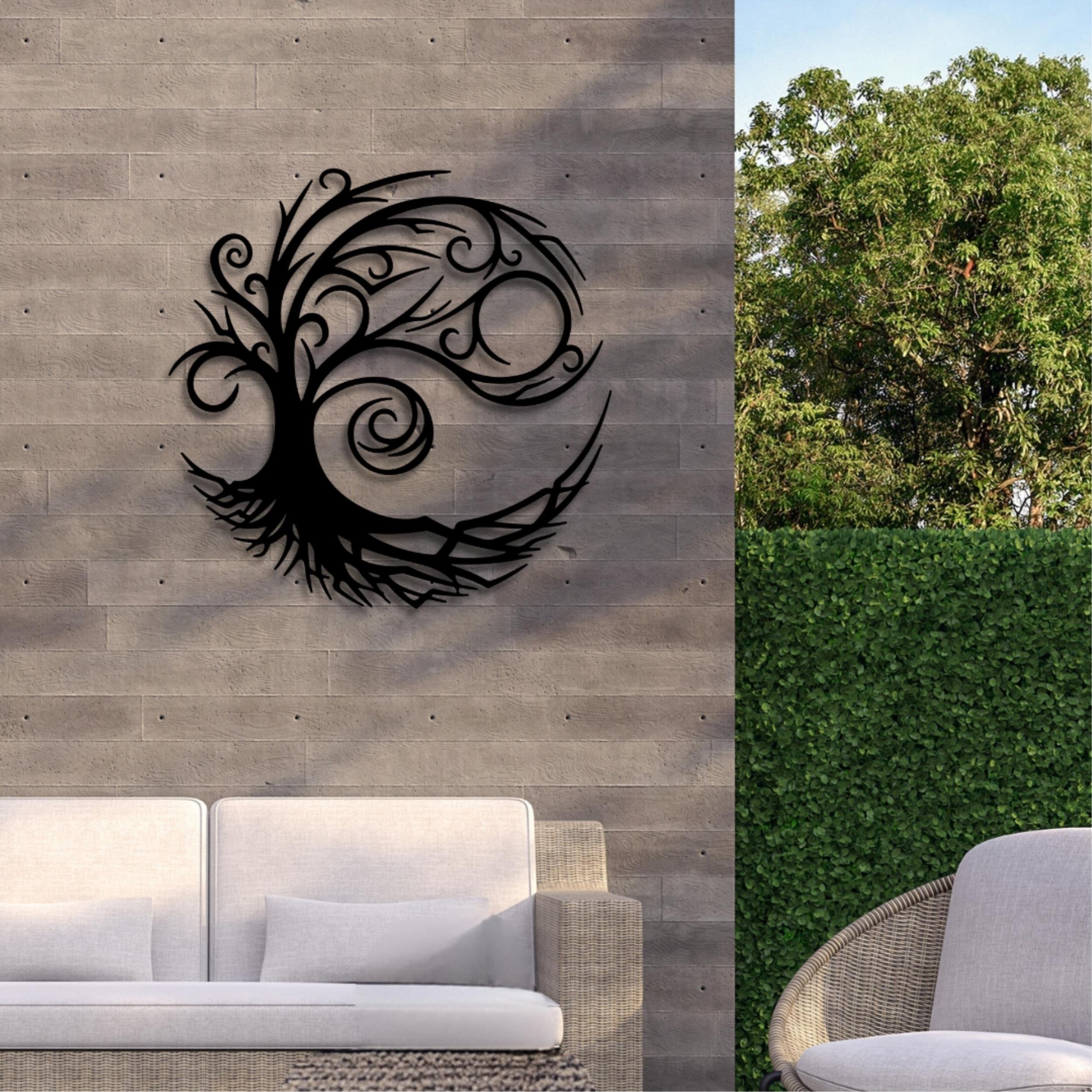 Decortie Metal Wall Art Tree Of Life, Black