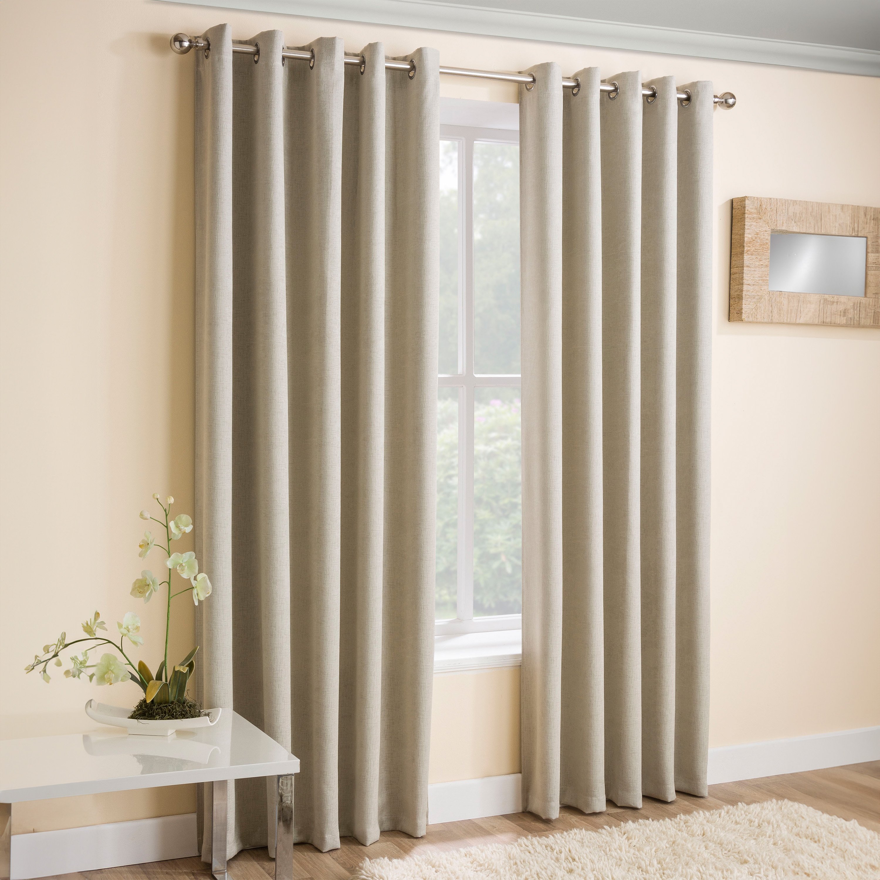 Enhanced Living Vogue Eyelet Thermal Curtains - 117 x 229cm - Cream
