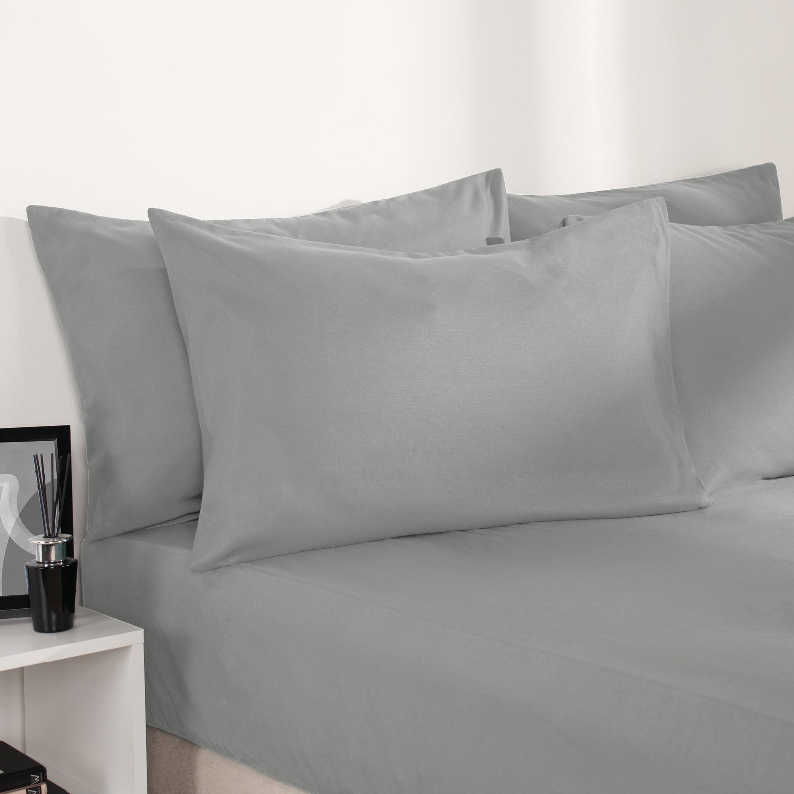 OHS Plain Dyed Microfibre Fitted Bed Sheet Grey - King