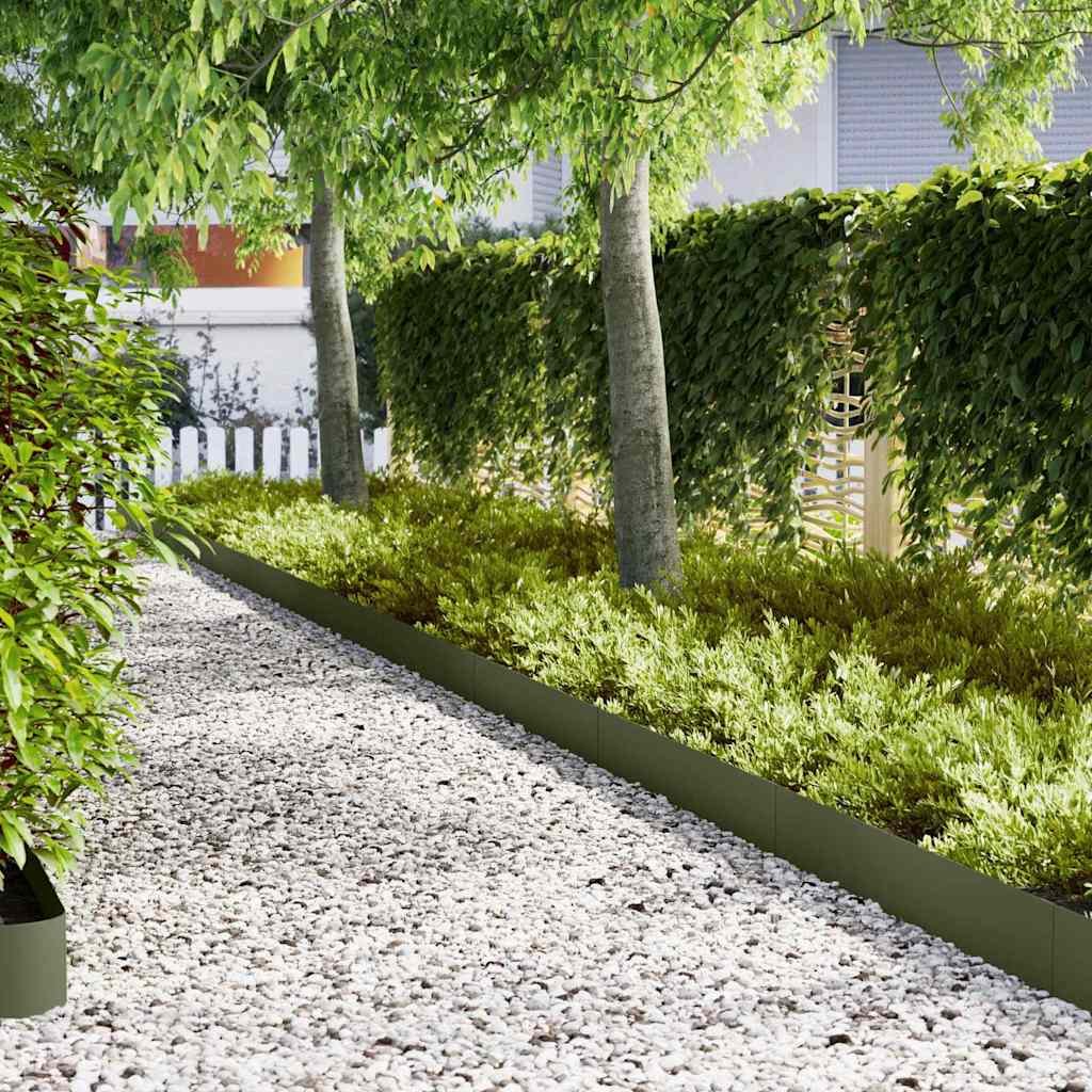 Walplus Pack of 10 Lawn Edging - Olive Green - 100 x 0.05 x 20 cm