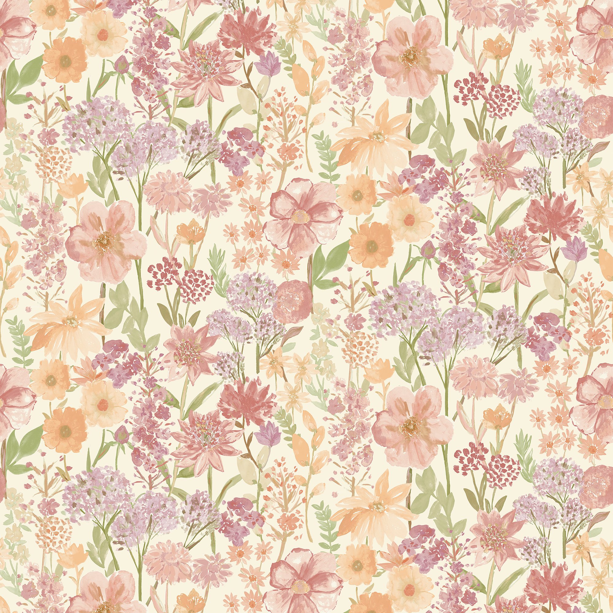 Grandeco Spring Wild Flowers Trail Smooth Wallpaper - Cream
