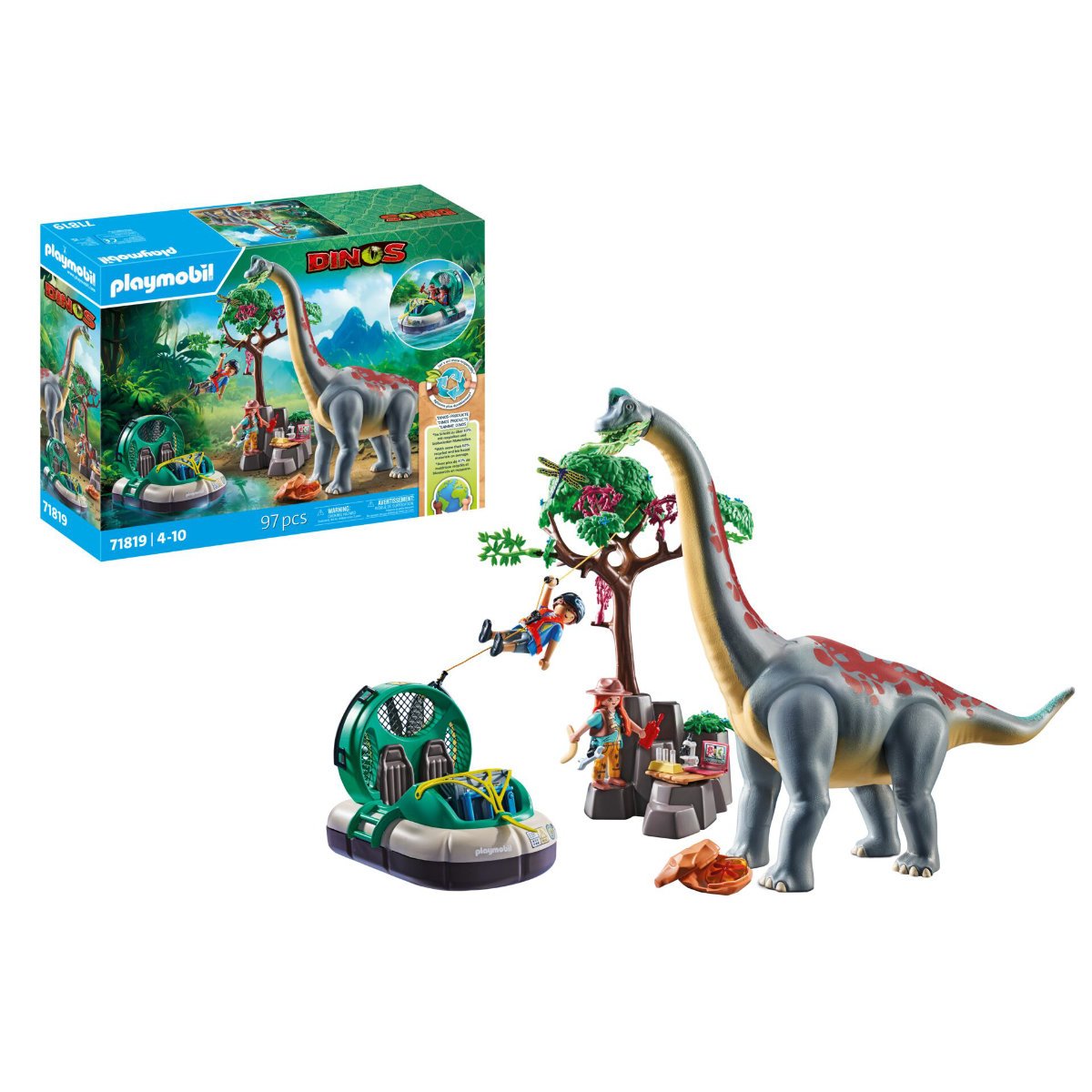 Playmobil Dinos Brachiosaurus Encounter with Hovercraft