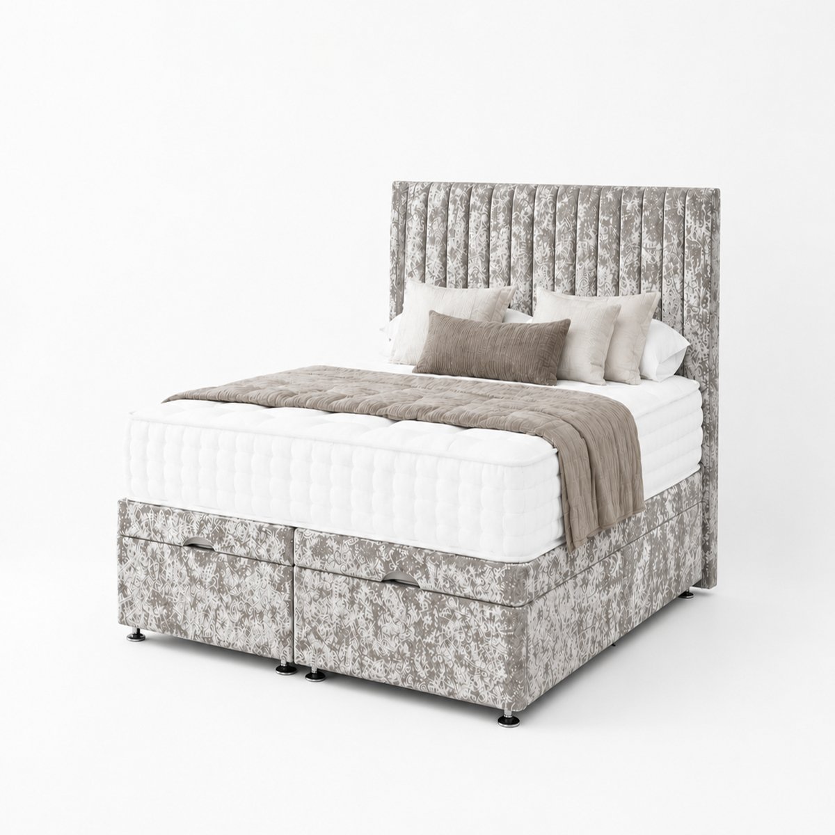 Comfy Deluxe Eva 6ft Super King End Lift Ottoman Bed Set - Silver