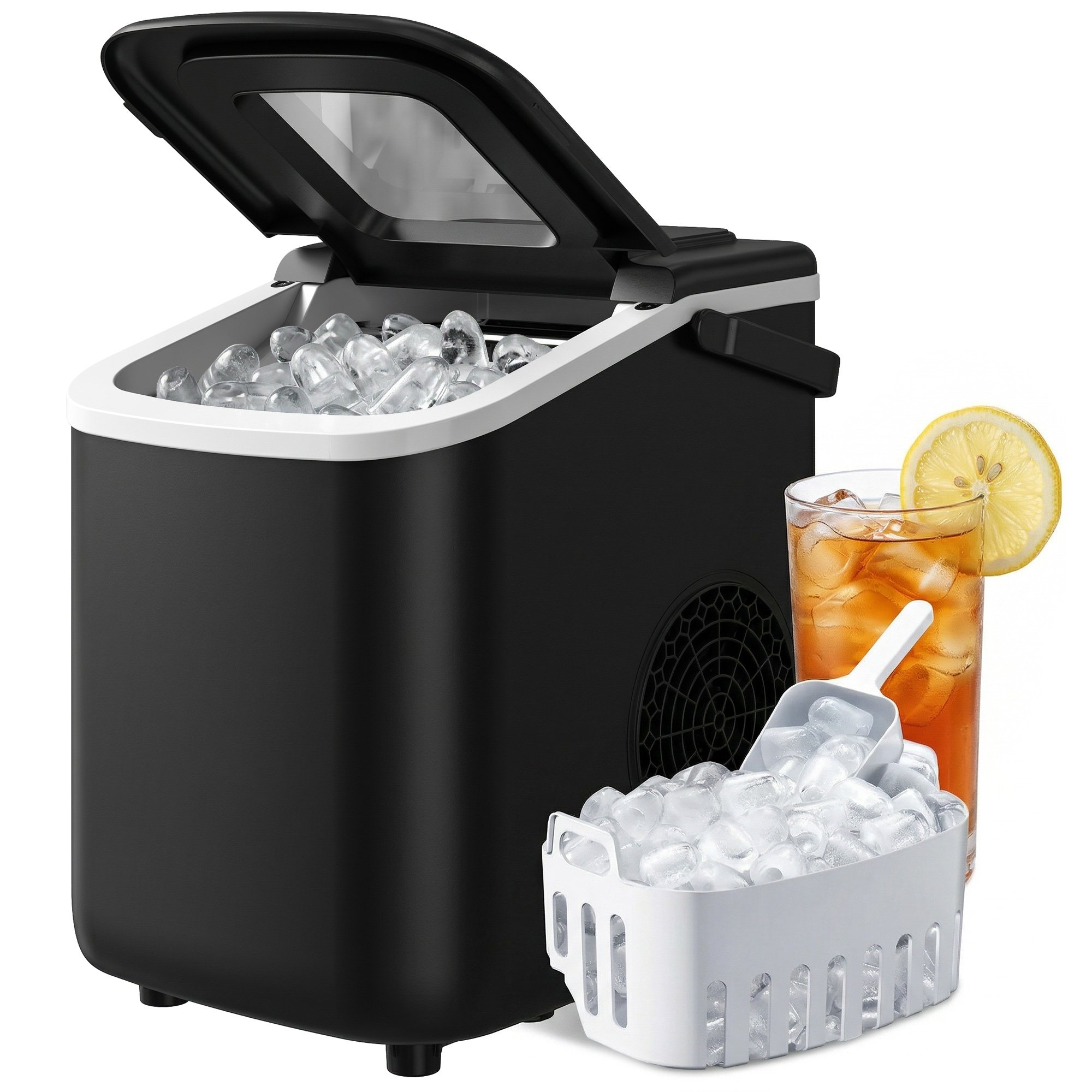 HOMCOM Countertop Ice Maker Machine 9 Cubes in 7 Mins - Black