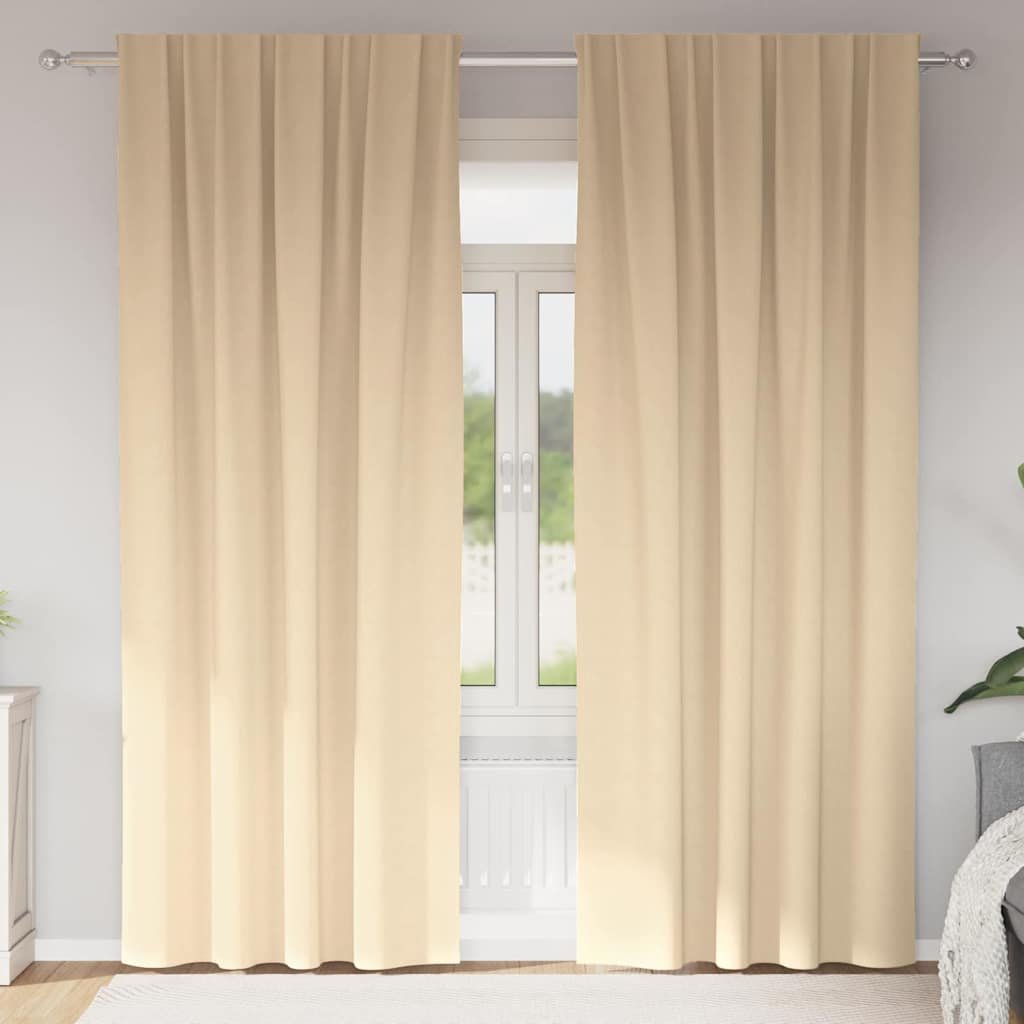 Walplus Set of 2 Ring Top Blackout Curtains - Cream - 245 x 140 cm