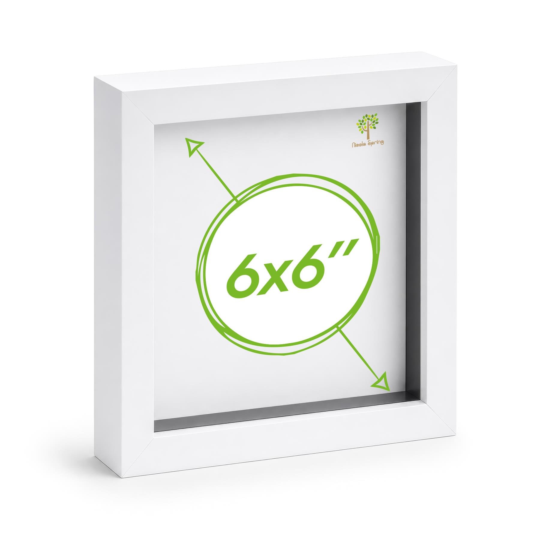 Nicola Spring 3D Box Photo Frame 6 x 6" - White
