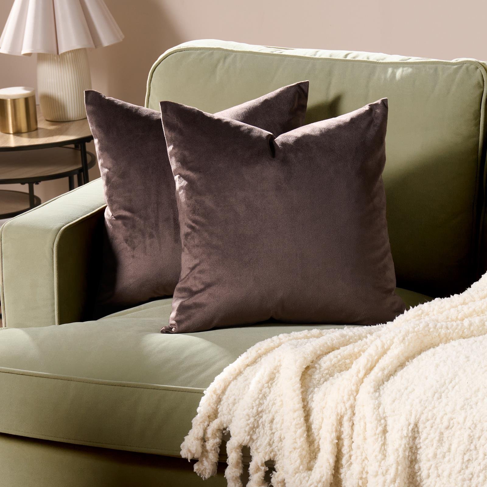 OHS 2 Pack Matte Velvet Cushion Covers 45 x 45cm - Brown