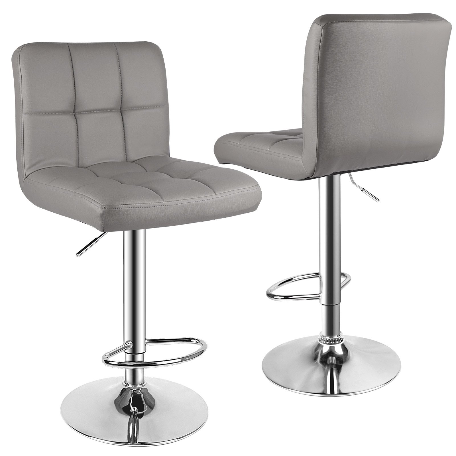 Rattantree Upholstered Swivel Height Adjustable Bar Stool Set of 2 - Grey
