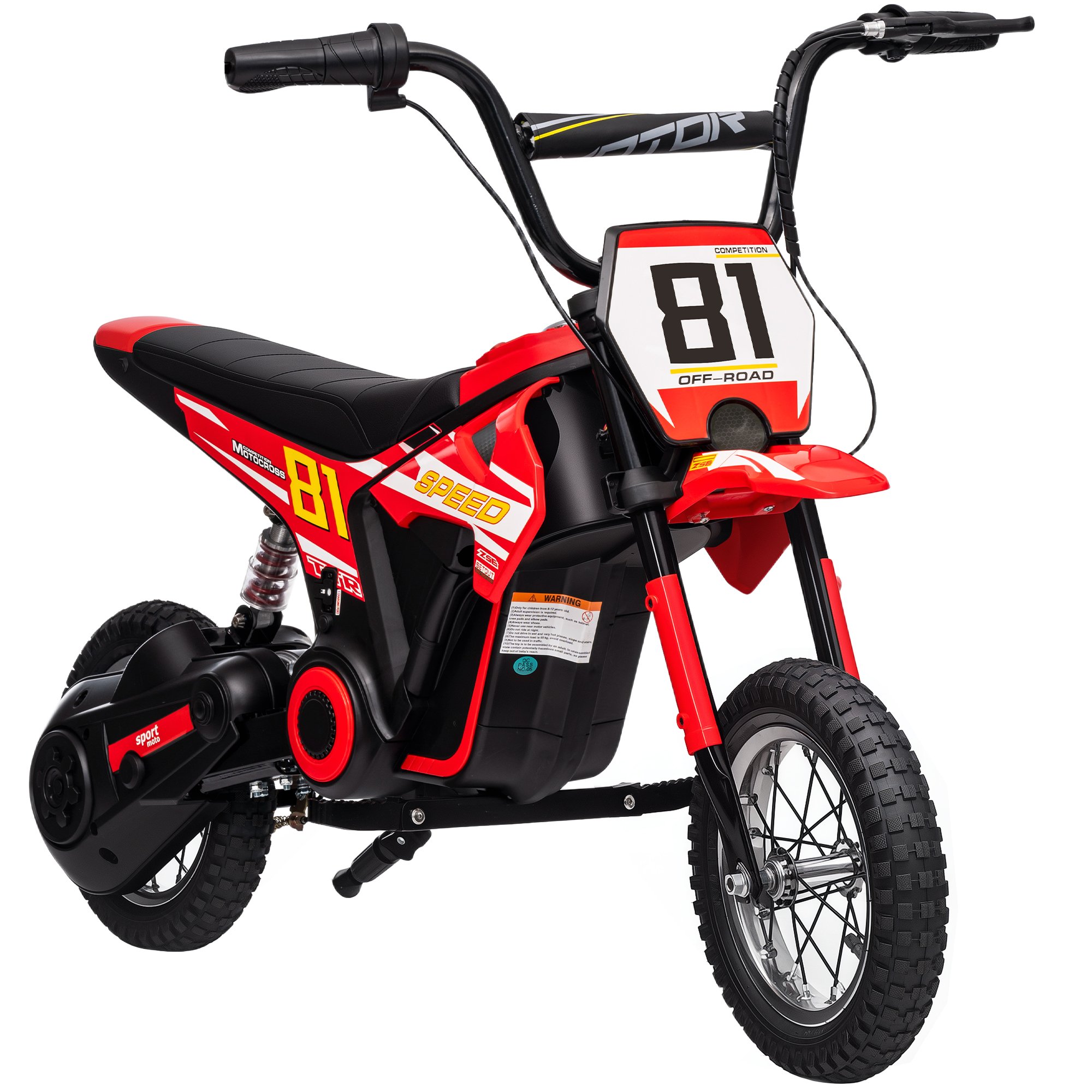 AIYAPLAY 24V 250W 8 to 12 Years 12 Inch Tyres Electric Ride on Motorbike – Red