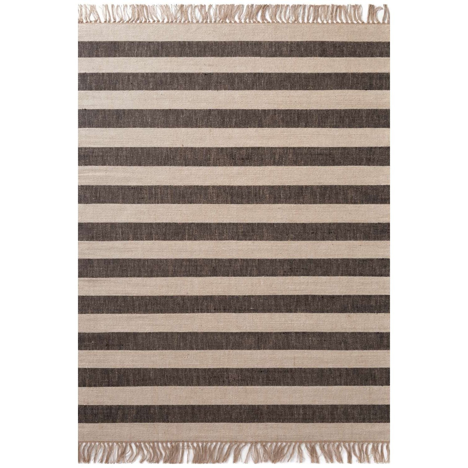 Hanse Home Black and White Handloom Playa Natural Striped Rug - 120 x 170cm