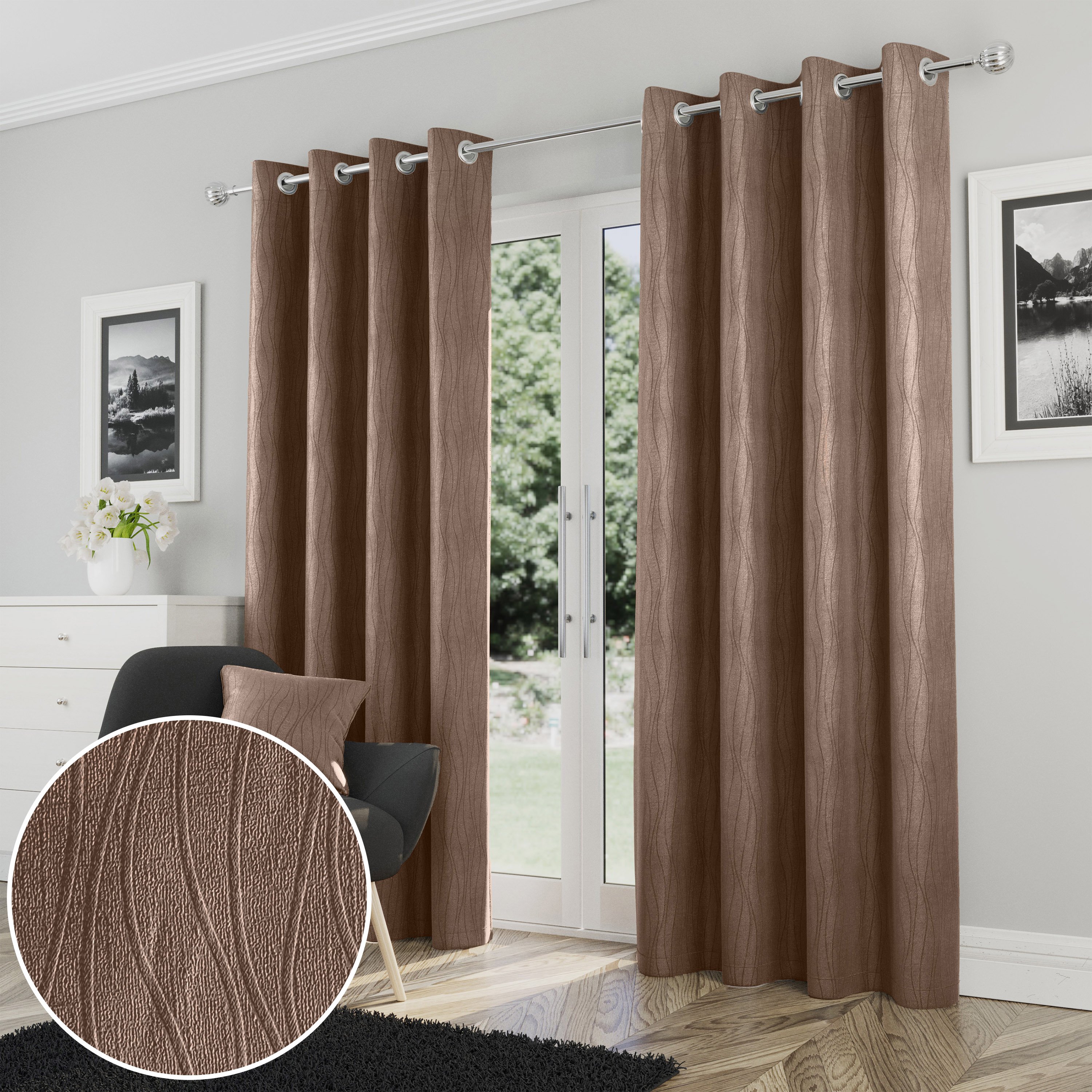 Enhanced Living Goodwood Eyelet Thermal Curtains - 168 x 229cm - Bronze