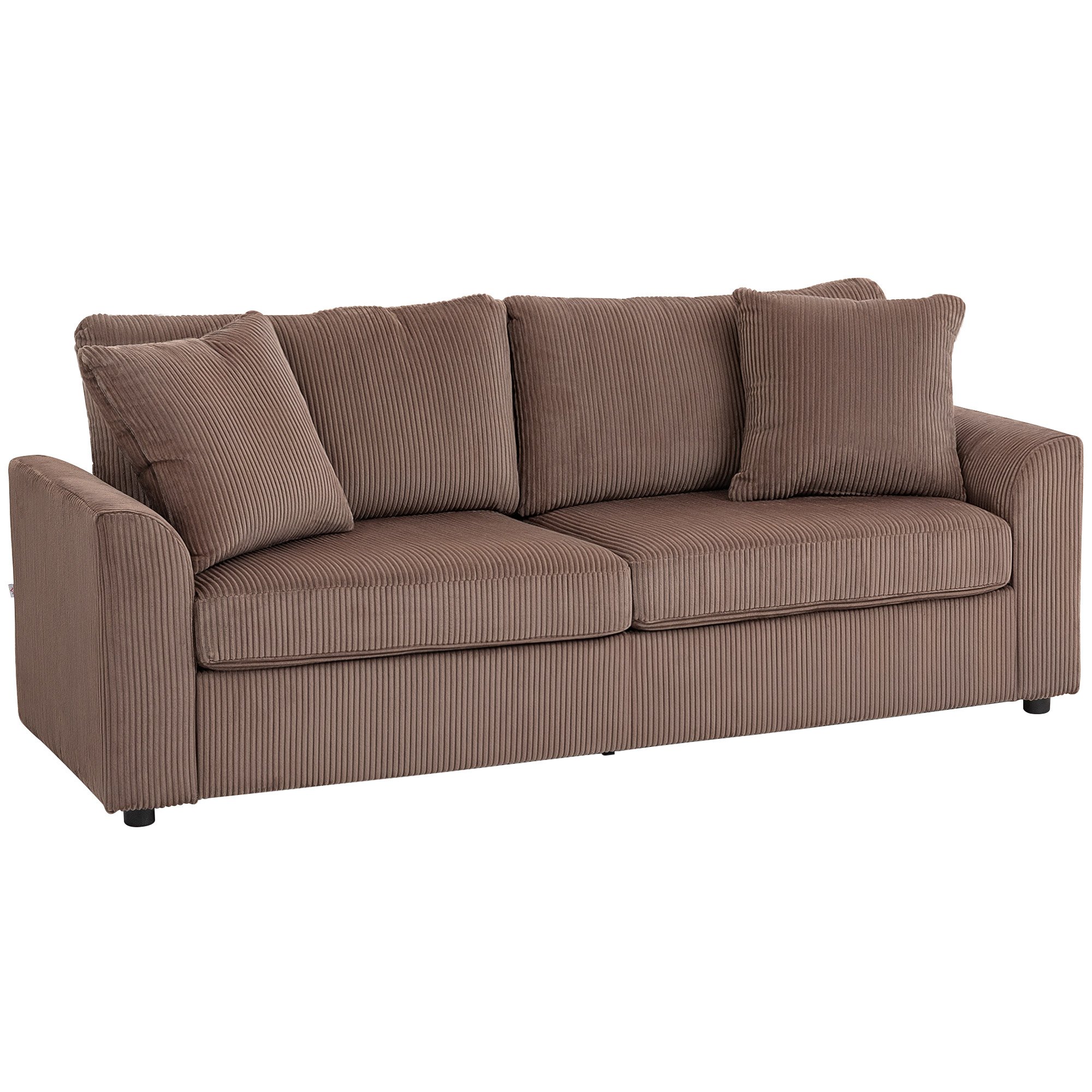 HOMCOM 3 Seater Fabric Modern Sofa with Spring Cushion - Brown