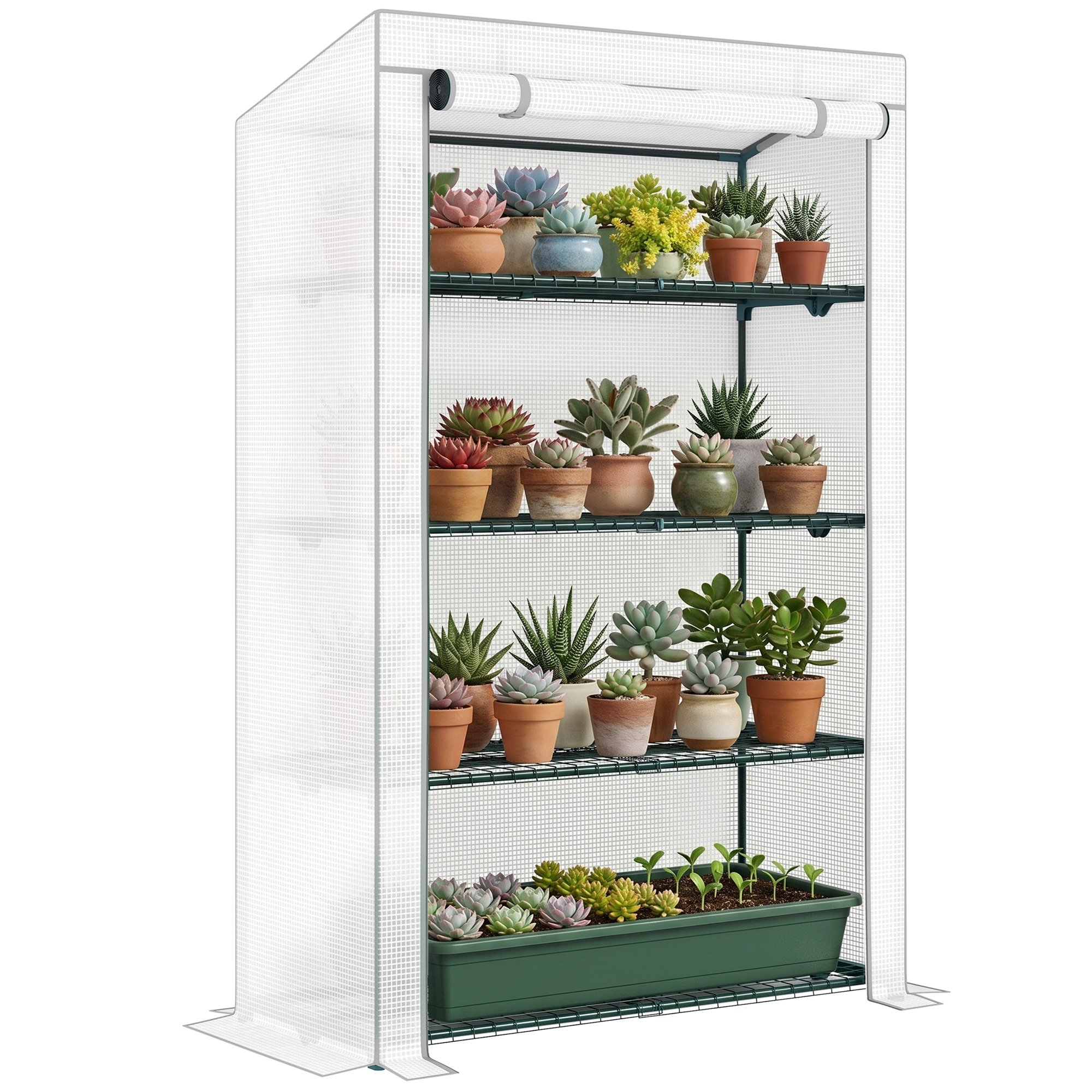 Outsunny Lean-to Mini Greenhouse – White