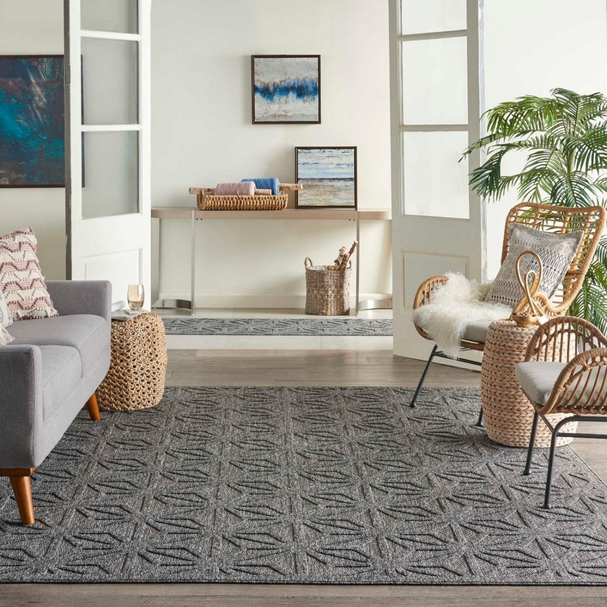 Mega Flooring Grey Modern Abstract Rug - 122 x 183cm