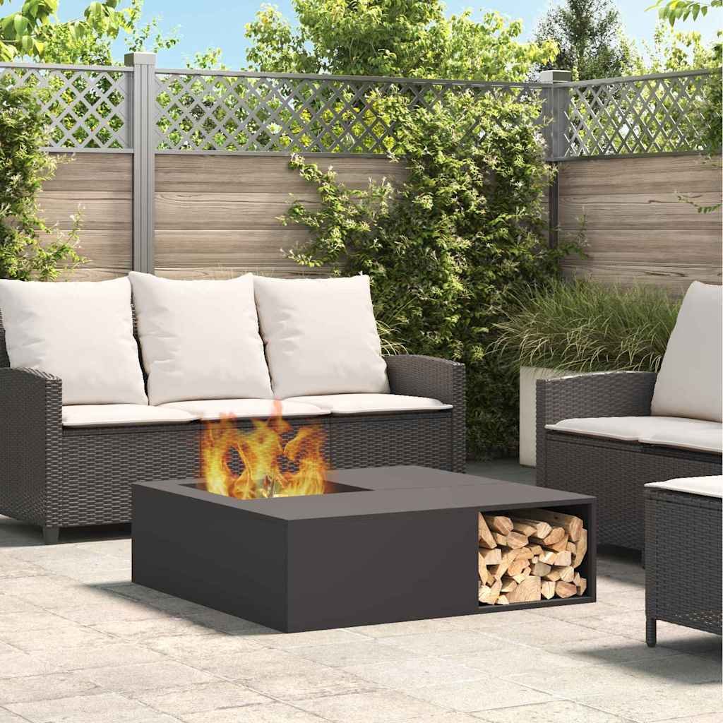 Walplus Steel Fire Pit - Black - 100 x 100 x 30 cm