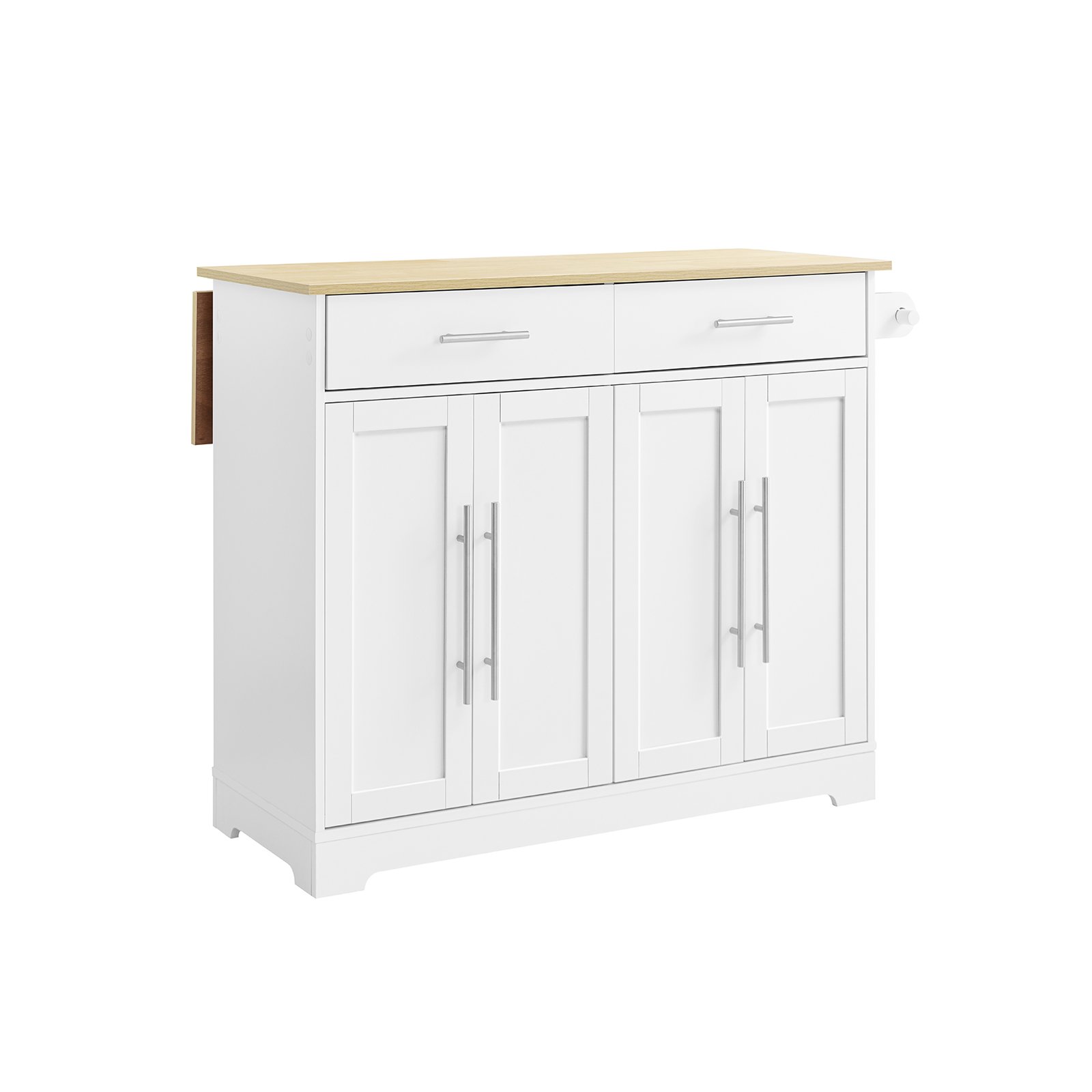 SoBuy Extendable Top 2 Drawer Kitchen Rolling Island - White
