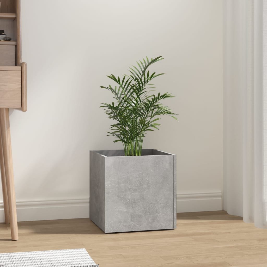 Walplus Wood Garden Planter - Concrete Grey - 40 x 40 x 40 cm