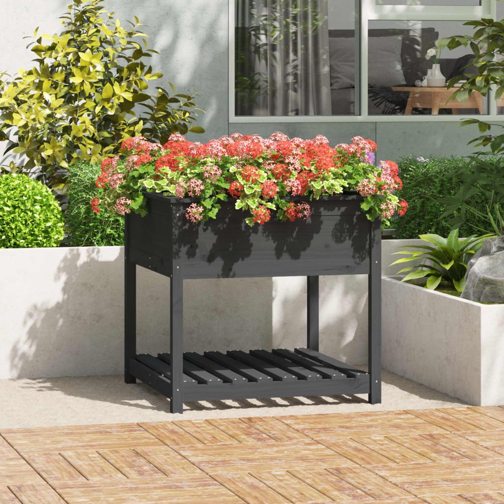 Walplus Wood Garden Planter - Grey - 82.5 x 82.5 x 81 cm