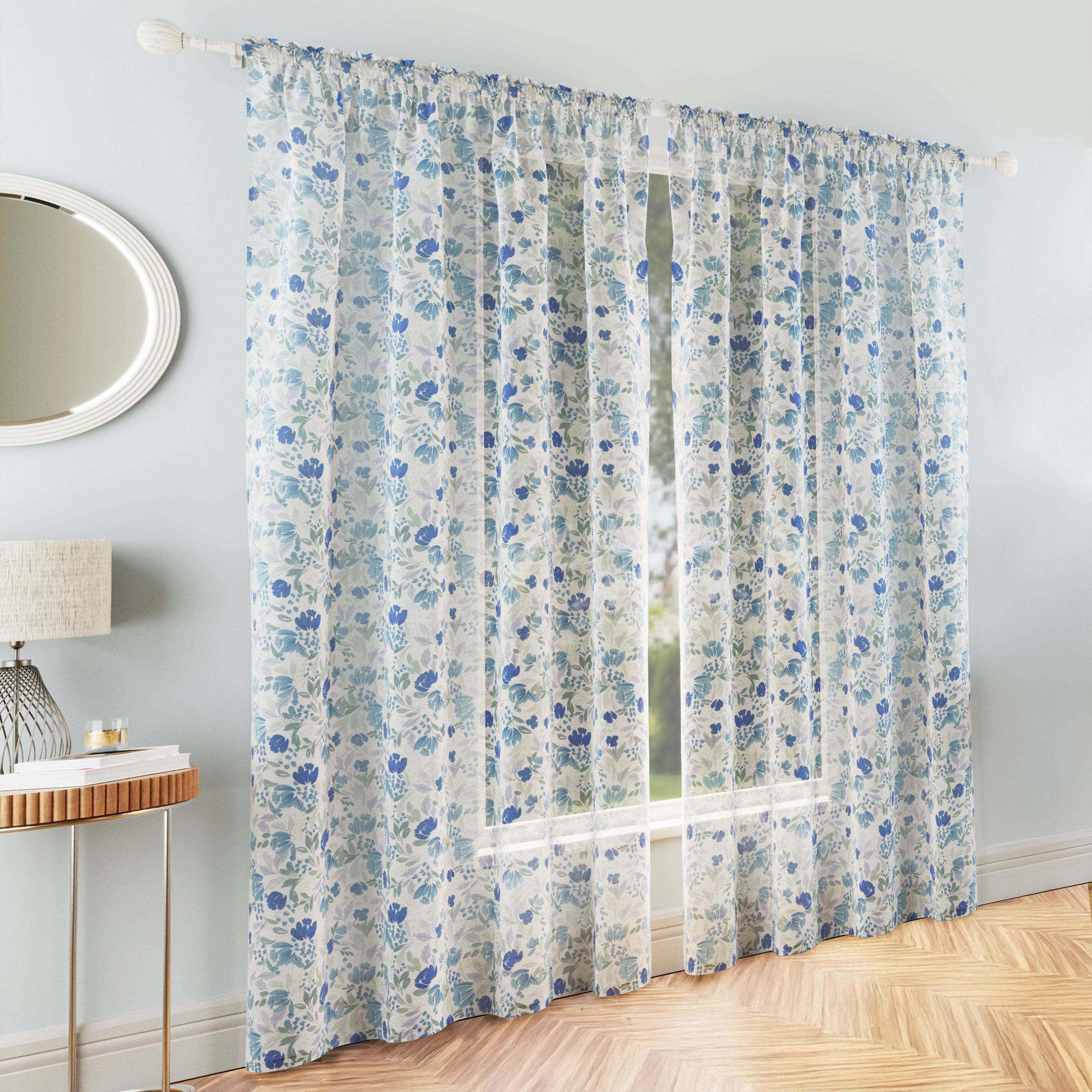 Tyrone Textiles Mia Rod Pocket Voile Panels - 140 x 229cm - Blue