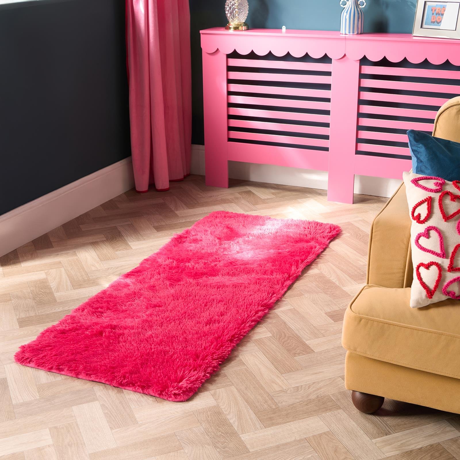 OHS Soft Fluffy Fleece Rug Runner - 60 x 150cm - Pink
