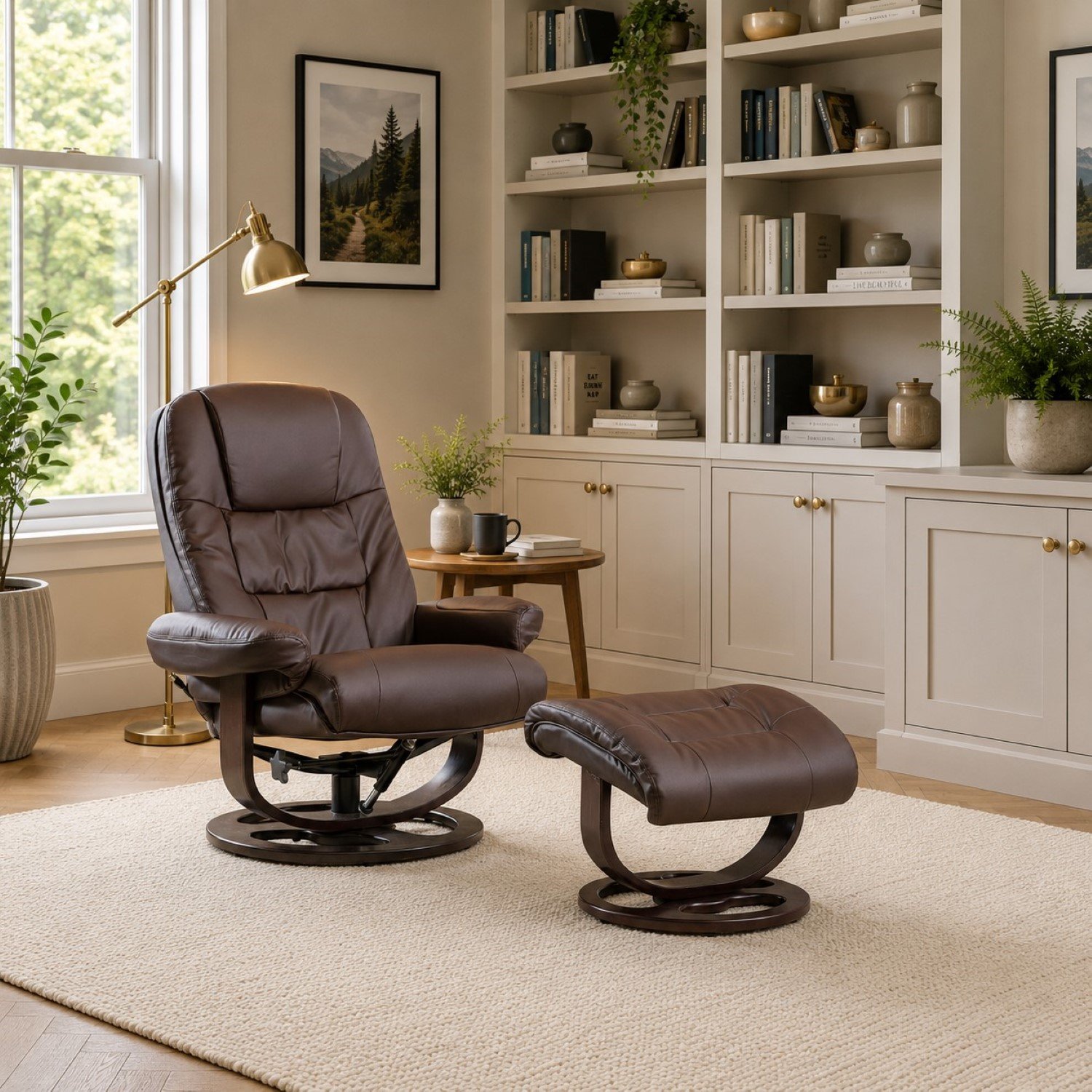 Artemis Home Burdell Swivel Recliner with Massage and Heat - Brown