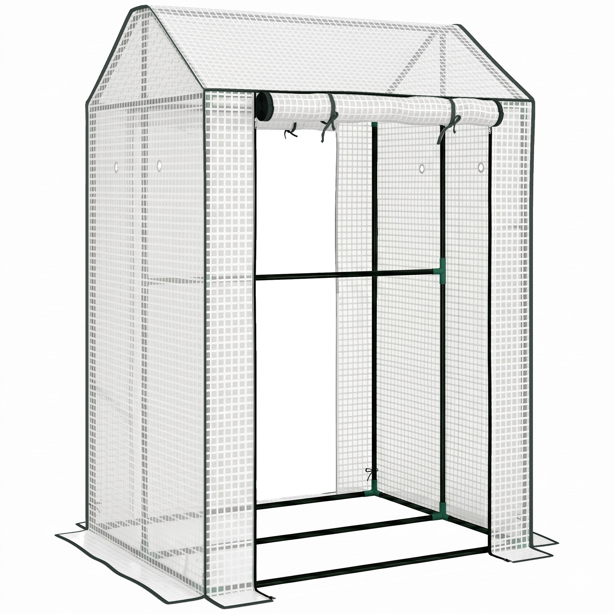 Outsunny 2 Door Ventilated Greenhouse - White